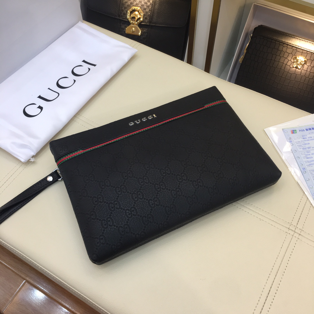 Gucci Men's Leather Clutch Bag, Model 66483-4, Tan - Image 6