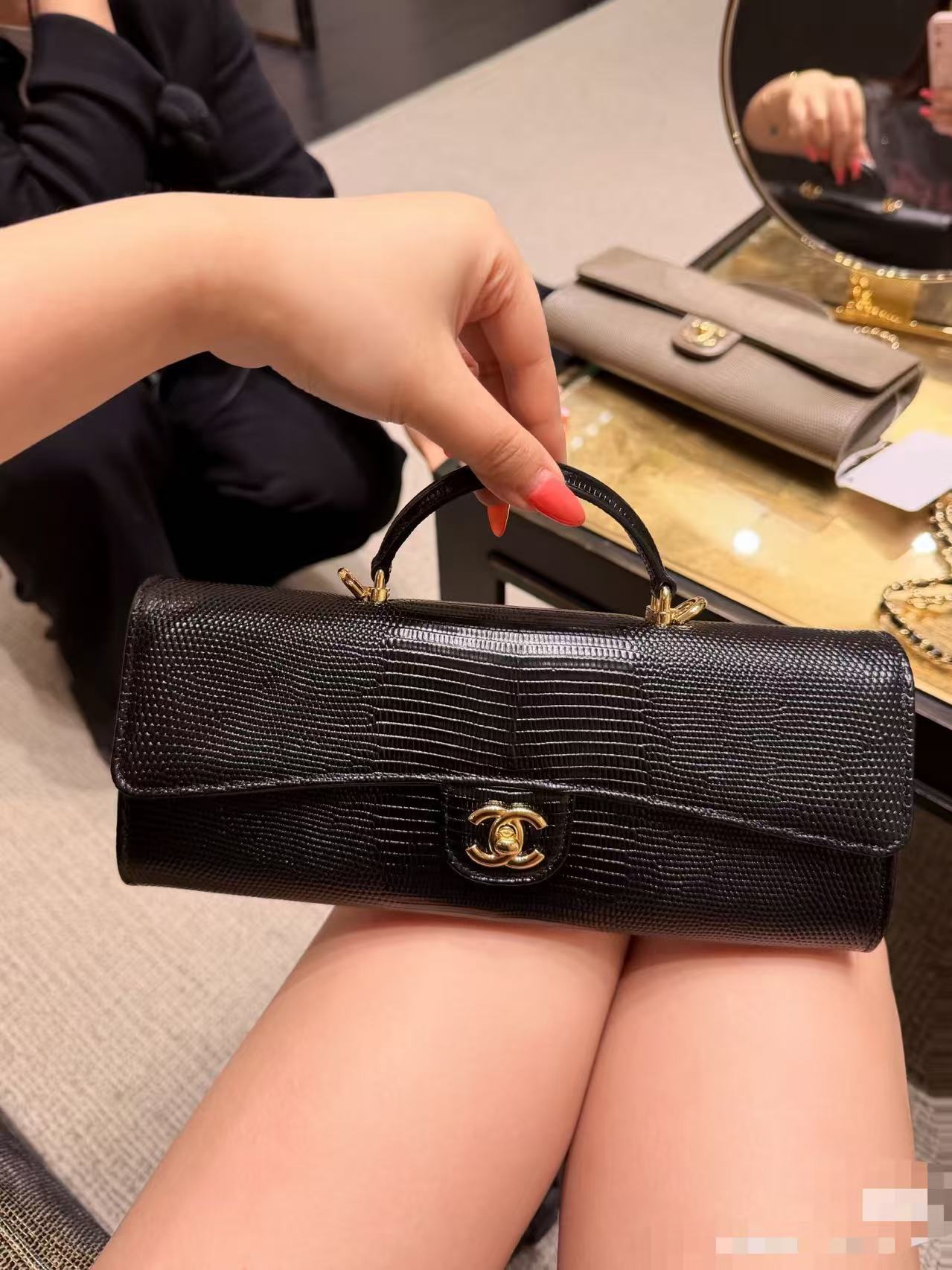 Chanel 26A Black Caviar Leather Shoulder Bag - Image 6