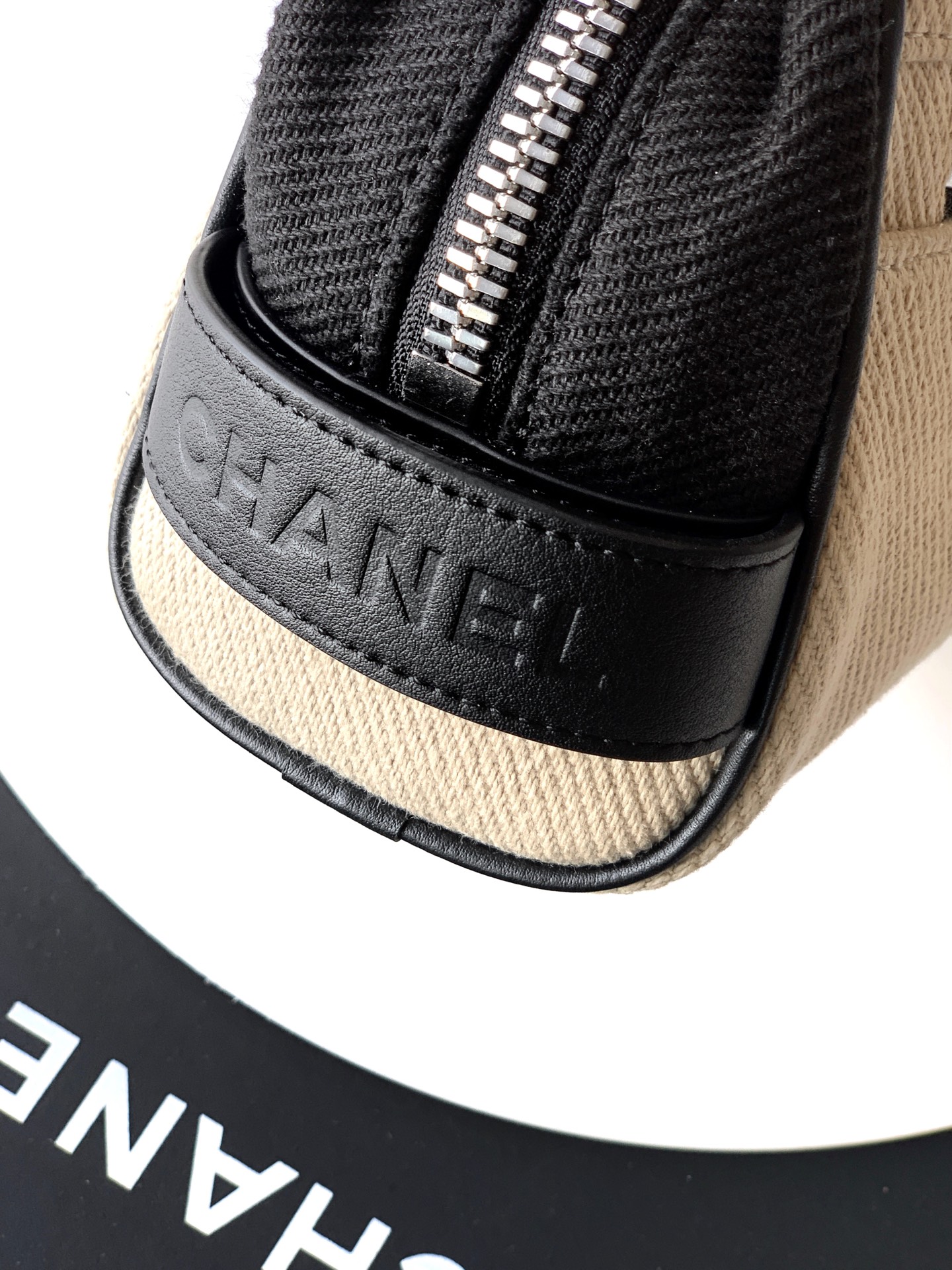 Chanel Coco Beach Small Canvas and Leather-Trimmed Pouch in Apricot - Image 6