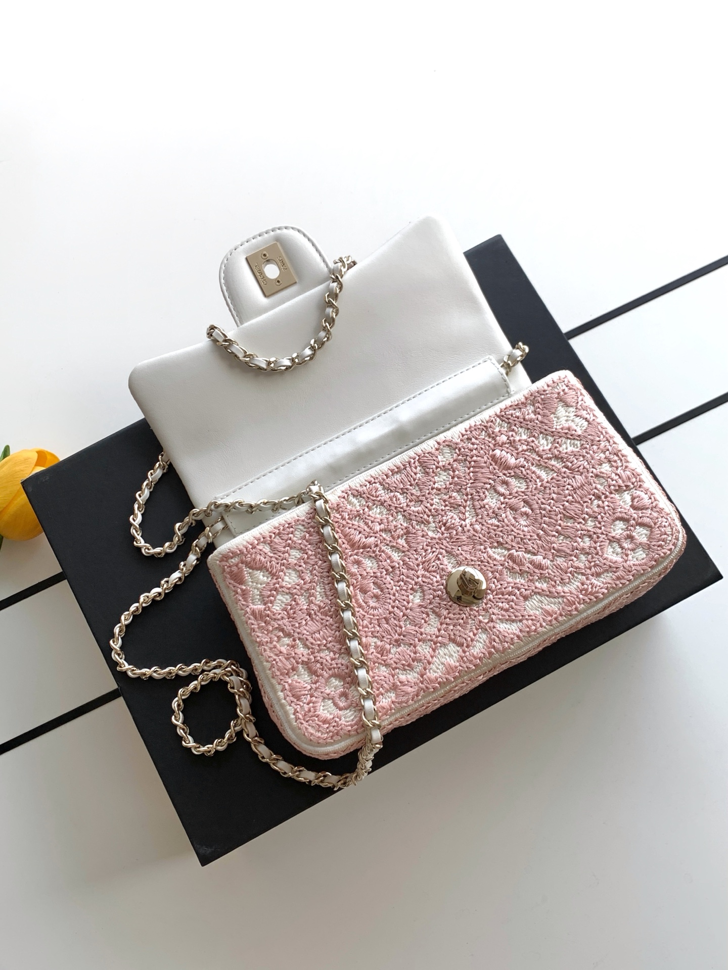 Chanel 26-Needle Woven Crossbody Bag with Double-C Logo - Image 6