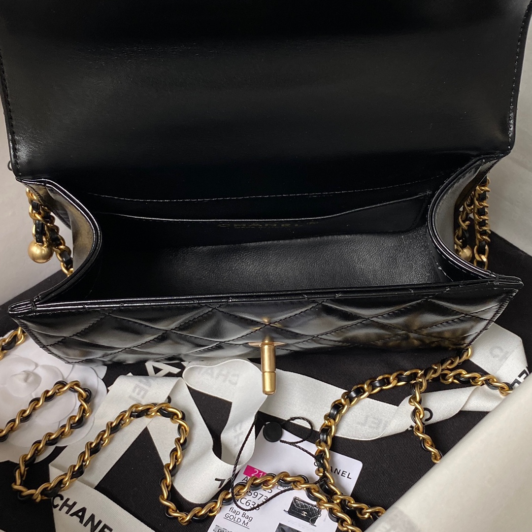 Mini Leather Double-Ball Chain Crossbody Bag - Image 6