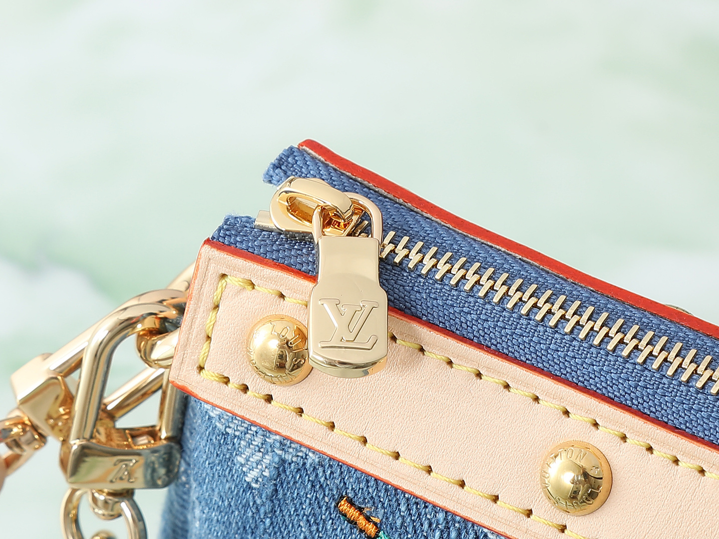 Louis Vuitton x Takashi Murakami Pochette Accessoires Denim Shoulder Bag - Image 7