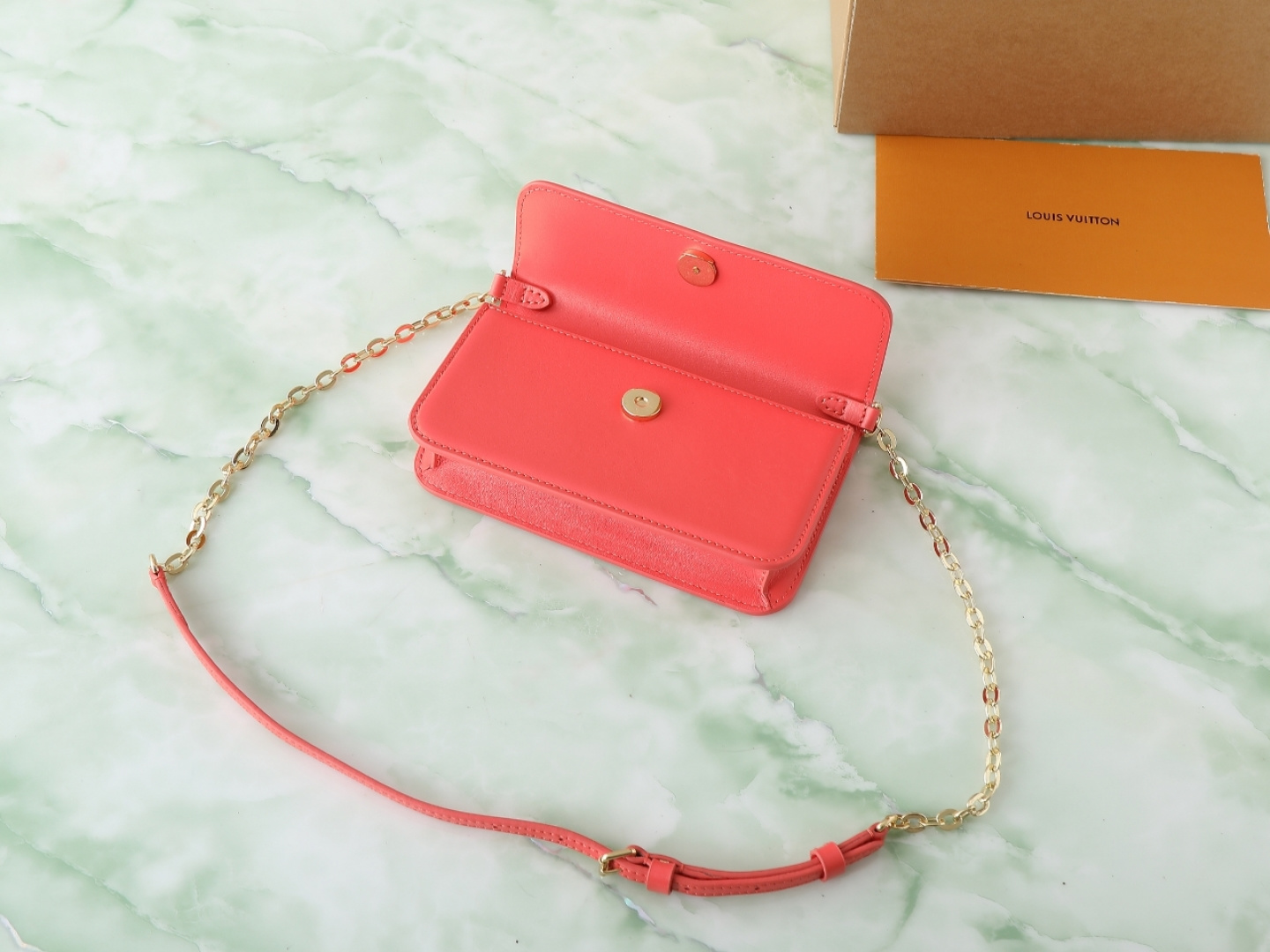 Louis Vuitton LV Bloom Wallet on Chain in Coral Leather - Image 7