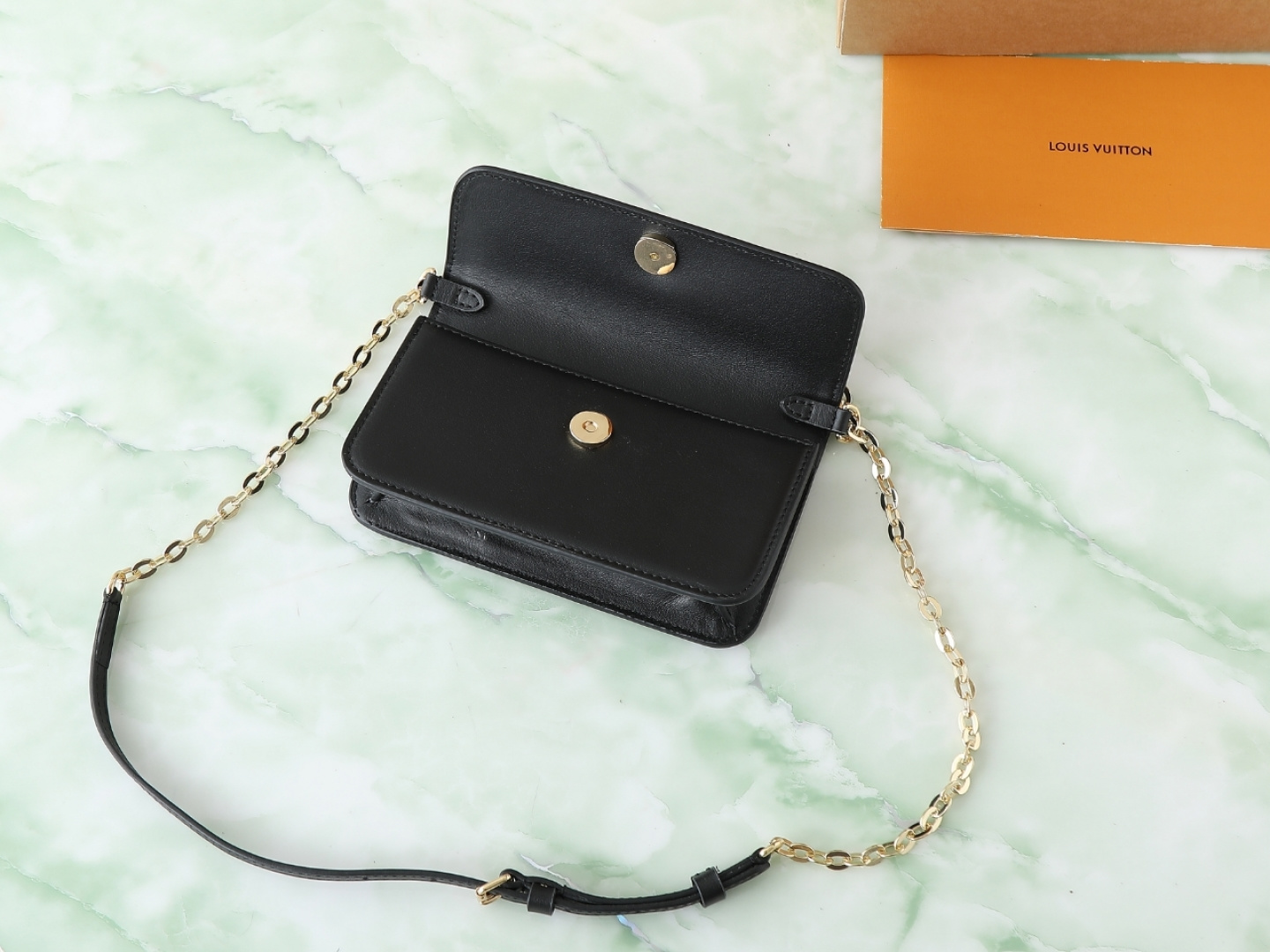 Louis Vuitton LV Bloom Wallet on Chain Bag in Black Leather - Image 7