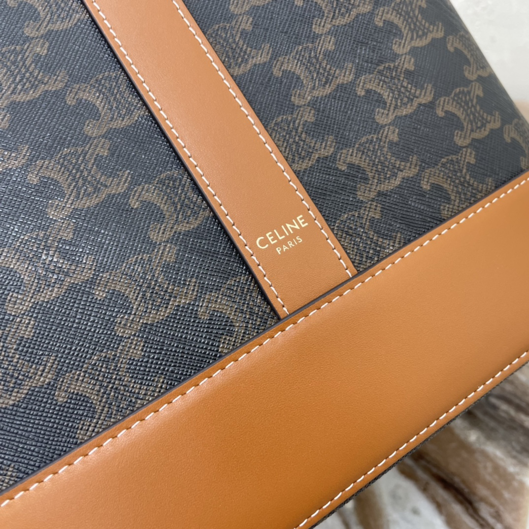 CELINE Triomphe Canvas Medium Bucket Bag - Image 7