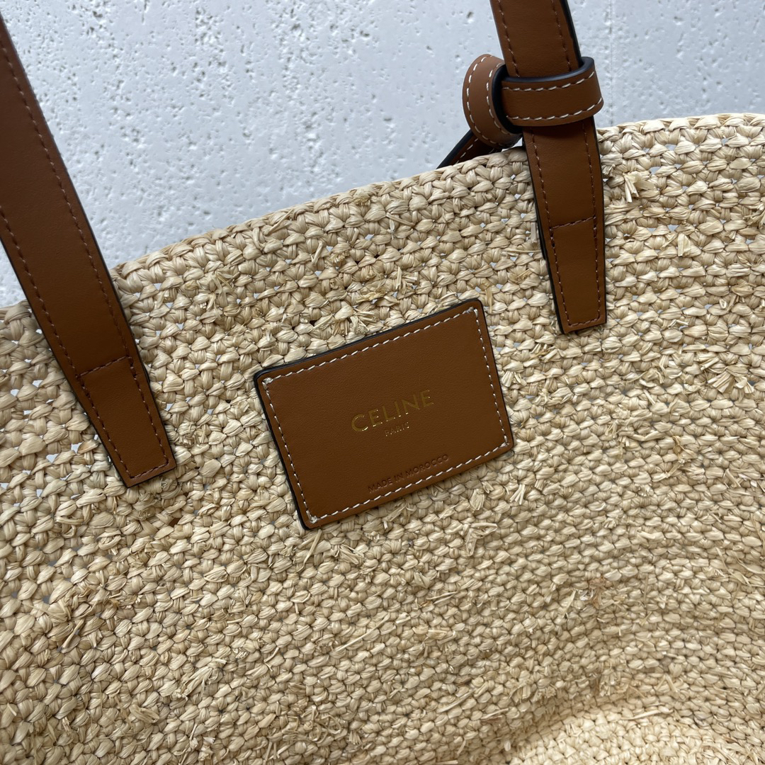 Celine Teen Woven Plant-Fiber and Calfskin Basket Handbag - Image 7