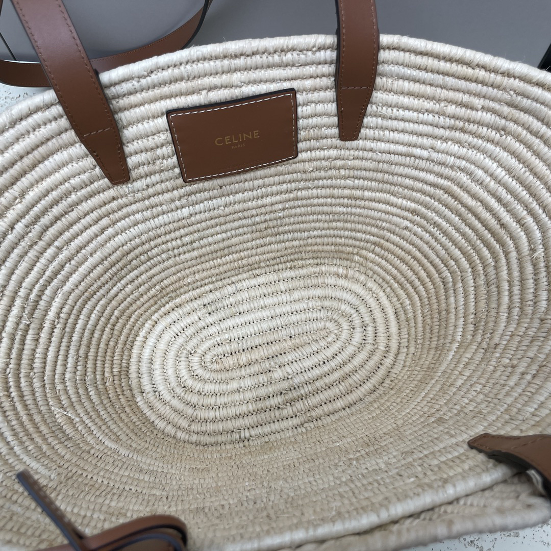 TRIOME Classic Small Woven Tote Bag in Tan - Image 7