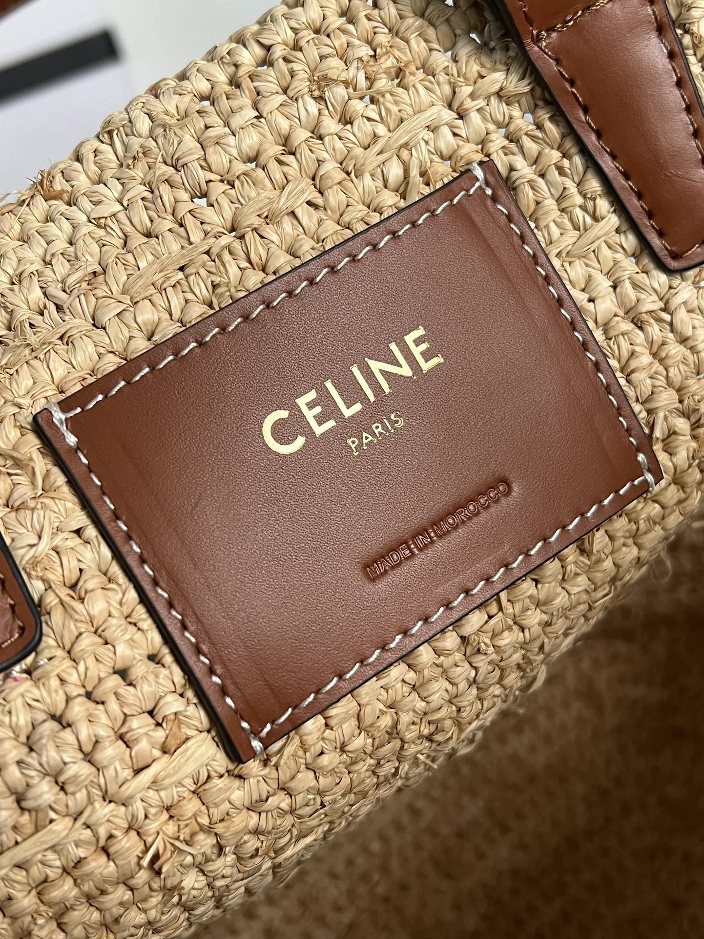 Celine CUIR TRIOME Woven Straw Handbag - Image 7