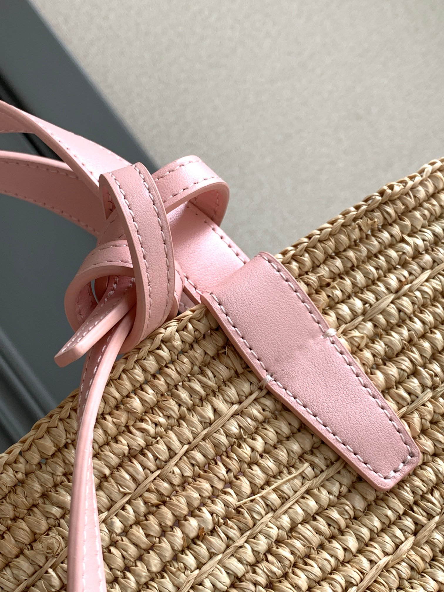 CELINE Teen Woven Plant-Fiber and Calfskin Basket Tote Bag - Image 7