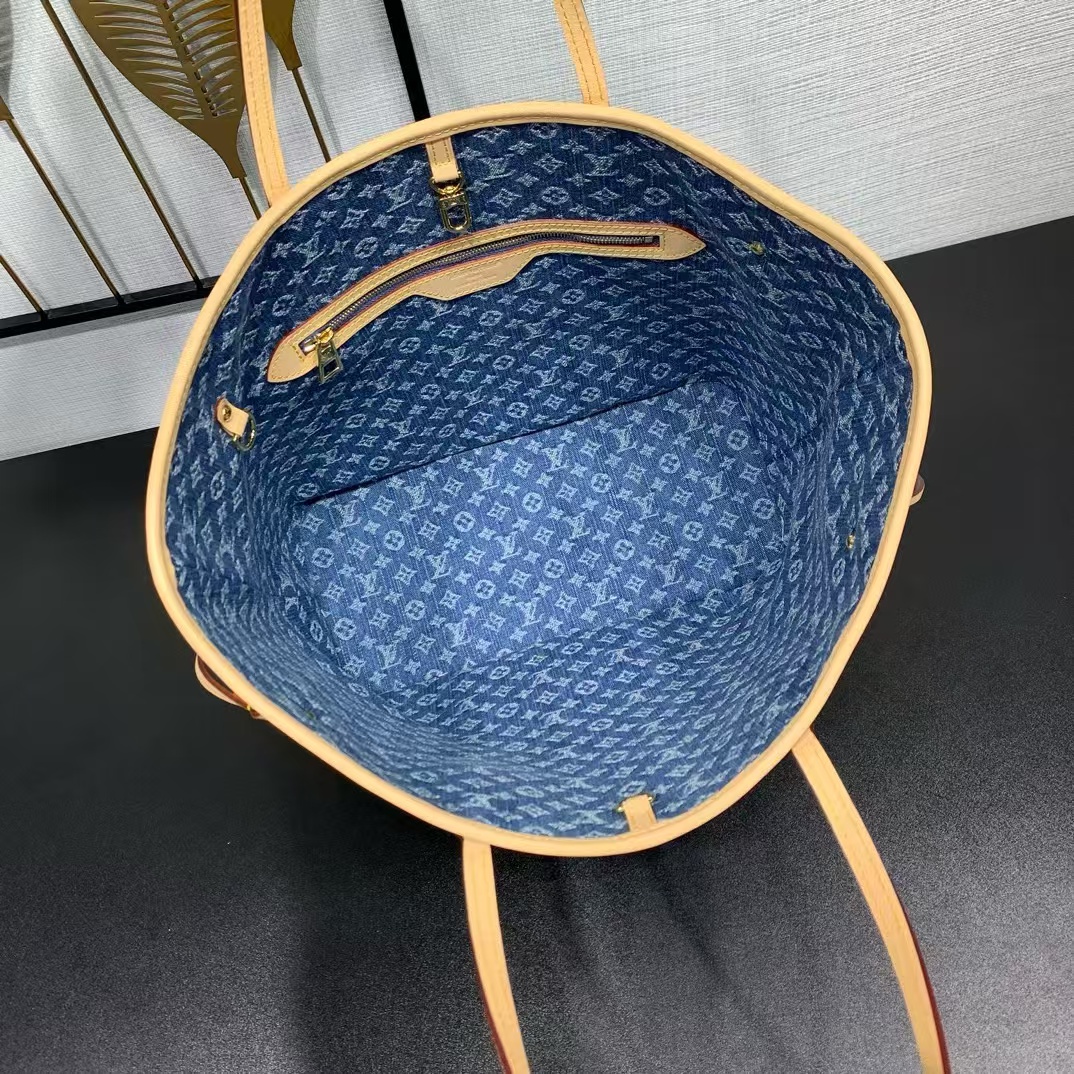 Louis Vuitton Neverfull MM Monogram Denim Tote Bag - Image 7