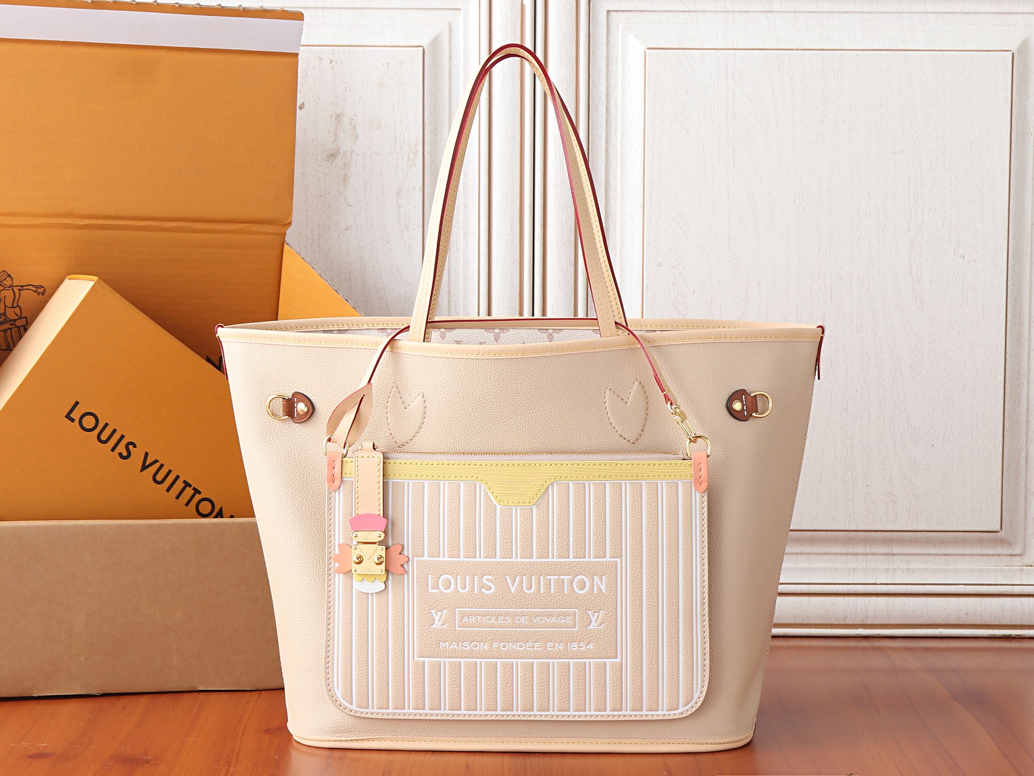 LV Crafty Monogram Dune Neverfull MM Tote Bag - Image 7