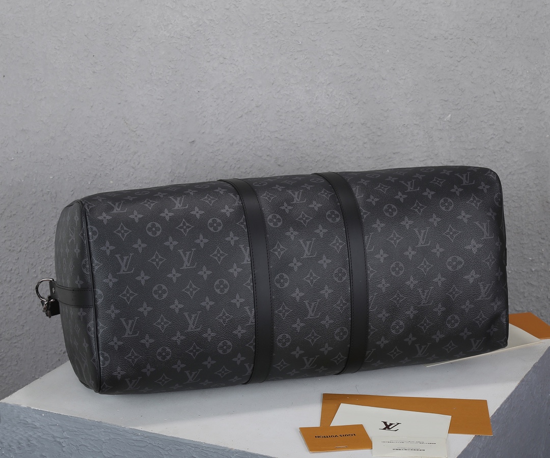 Louis Vuitton Keepall 55 Travel Bag in Monogram Eclipse Canvas - Image 7