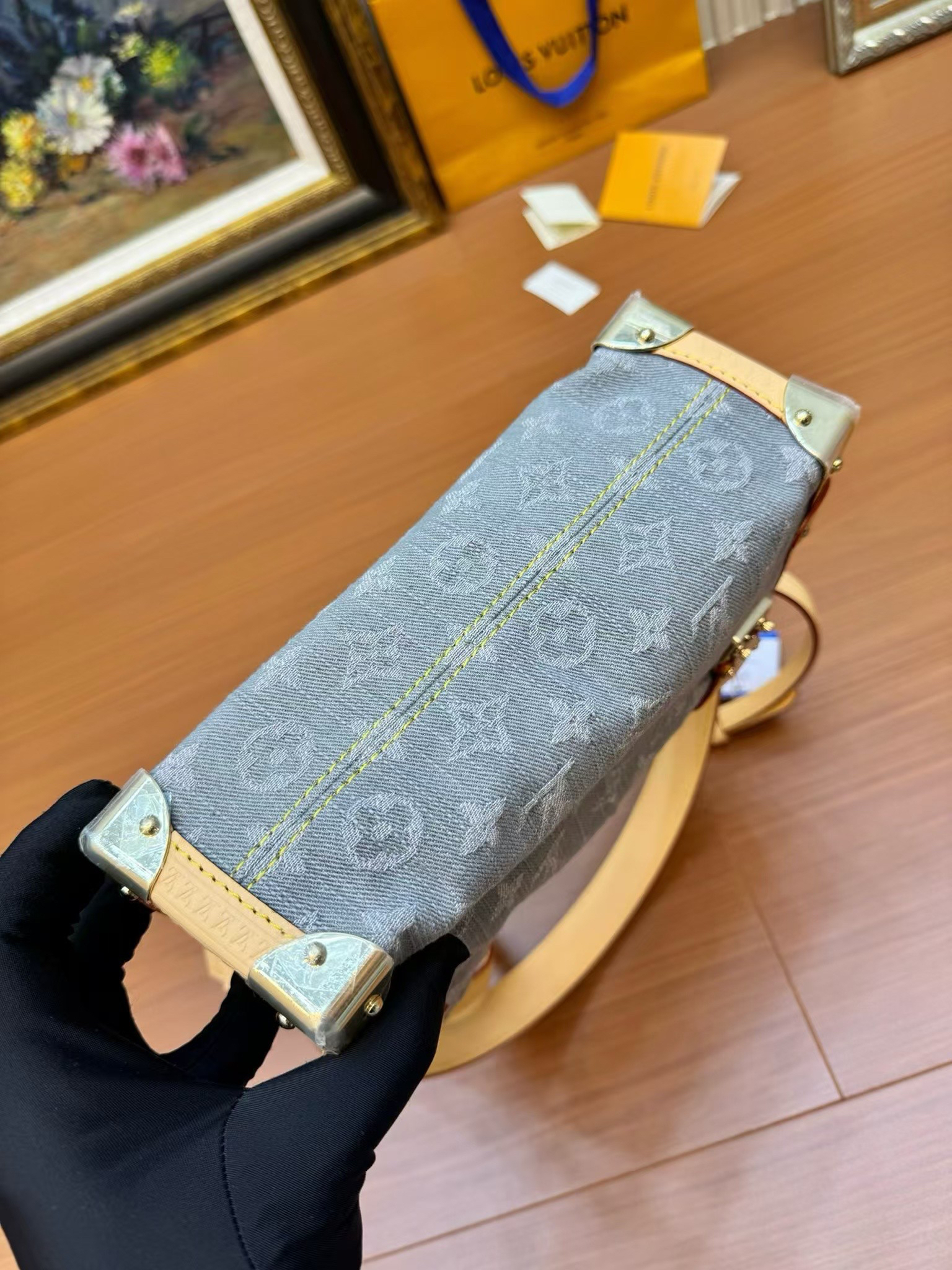 Louis Vuitton Side Trunk MM Handbag in Monogram Denim - Image 7