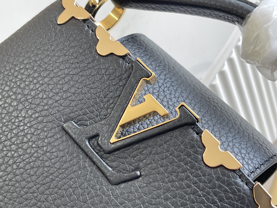 Louis Vuitton Capucines Mini Handbag in Black Leather with Gold-Tone Hardware - Image 7