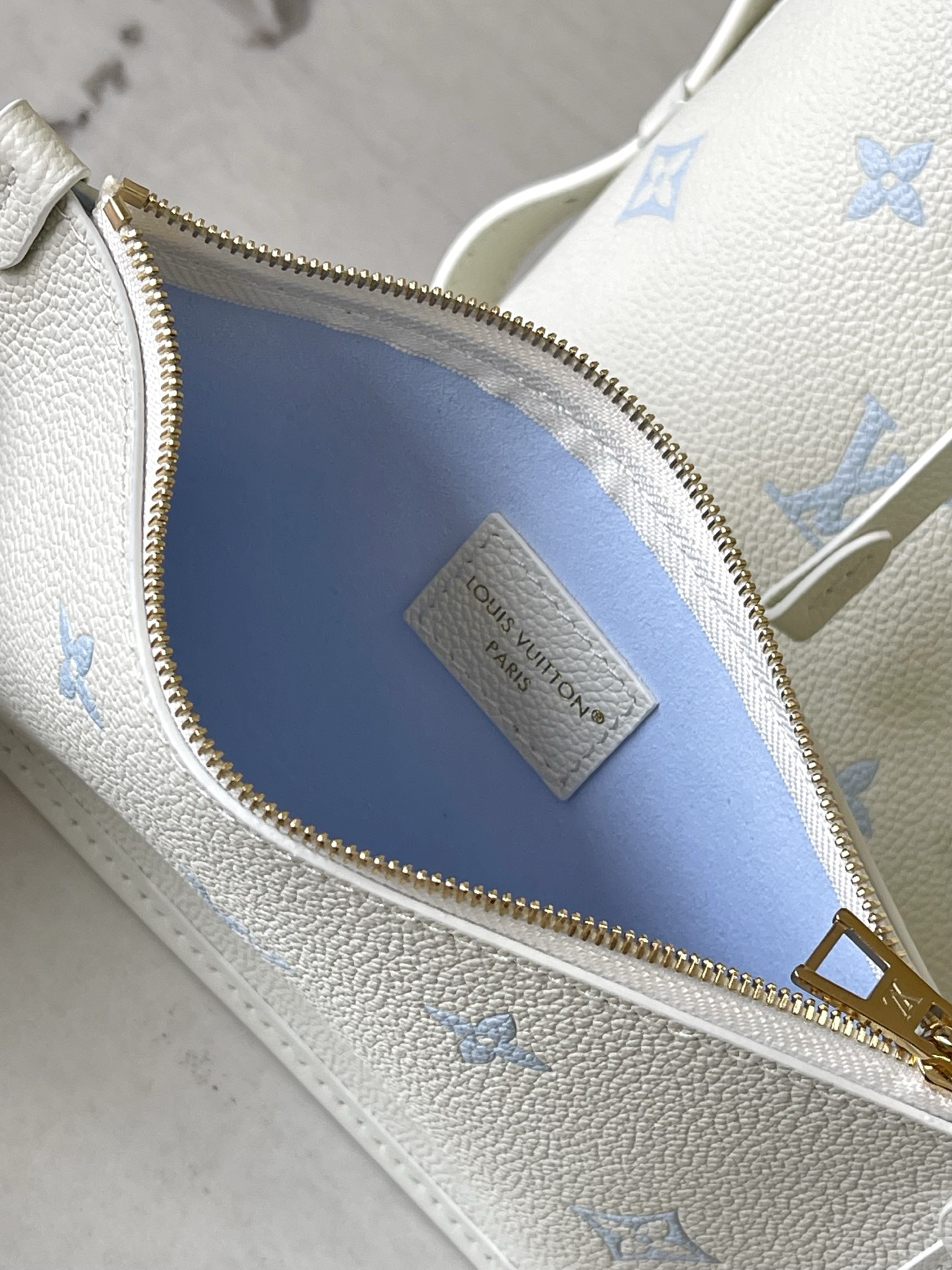 Louis Vuitton CarryAll Small Handbag in Monogram Empreinte Leather, Sea Salt Blue - Image 7