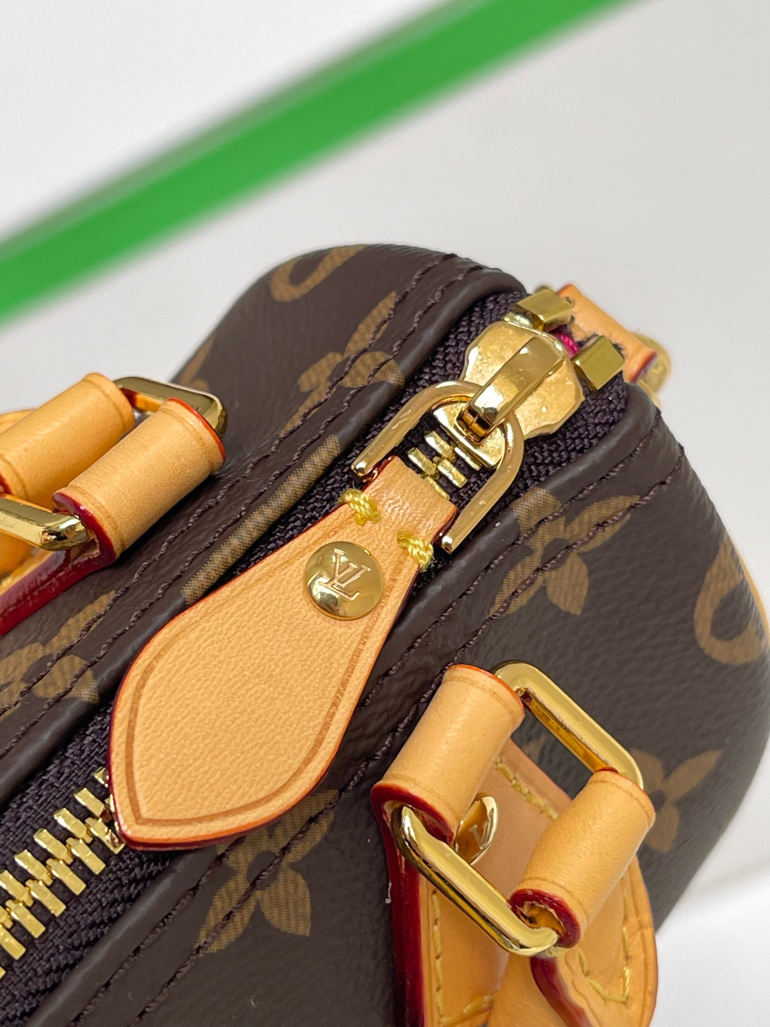 Louis Vuitton Nano Speedy Handbag in Monogram Canvas and Pink Leather - Image 7