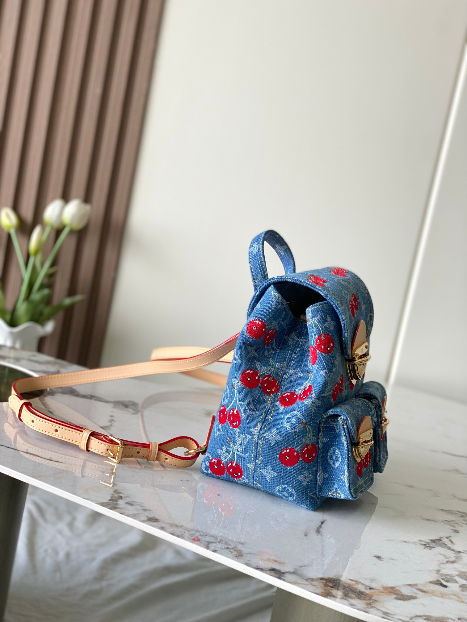 Louis Vuitton x Takashi Murakami Venice Shoulder Bag M13679 – Cherry Denim - Image 7