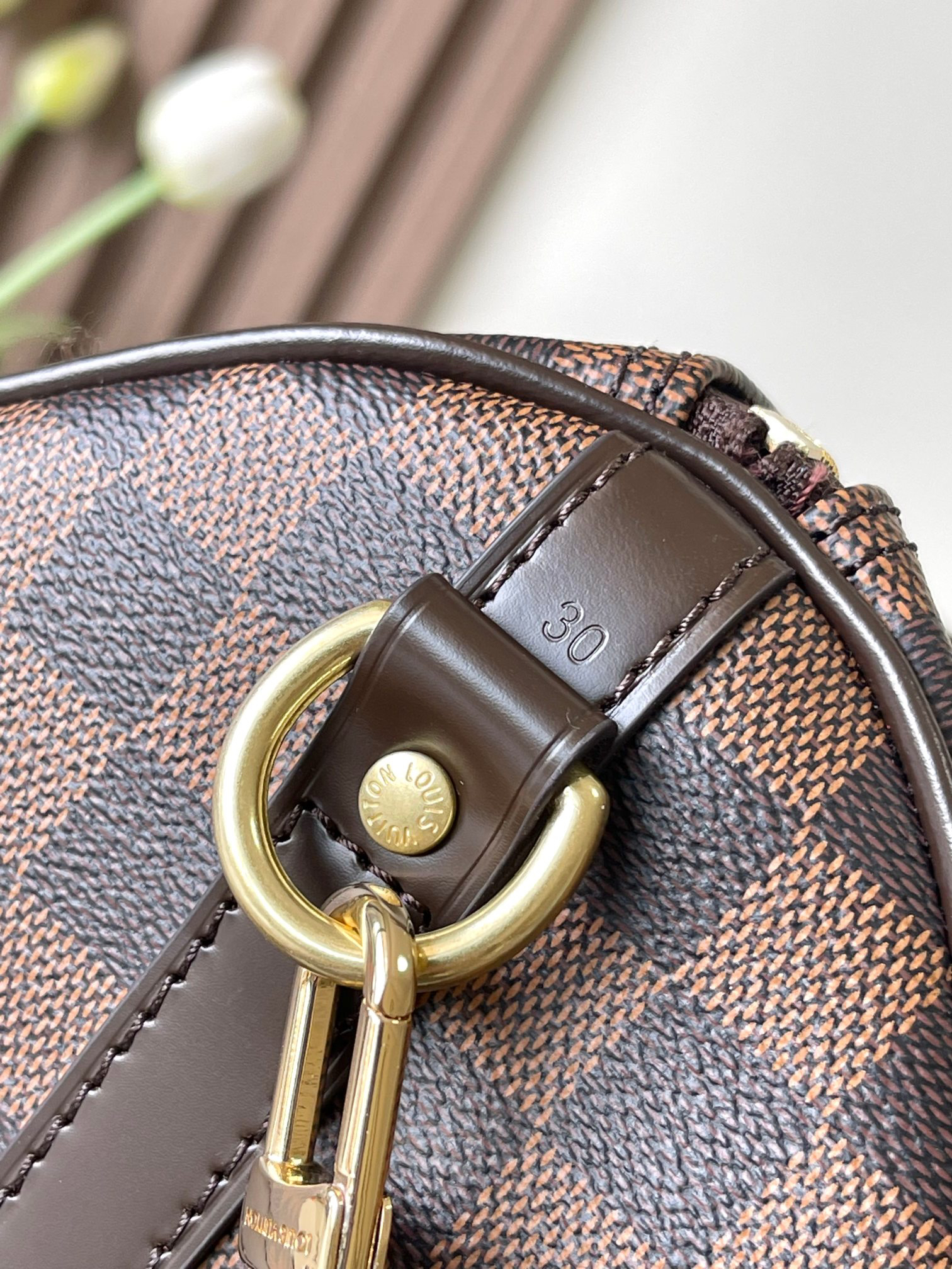 Louis Vuitton Speedy 30 Handbag in Damier Azur Canvas and Leather - Image 7