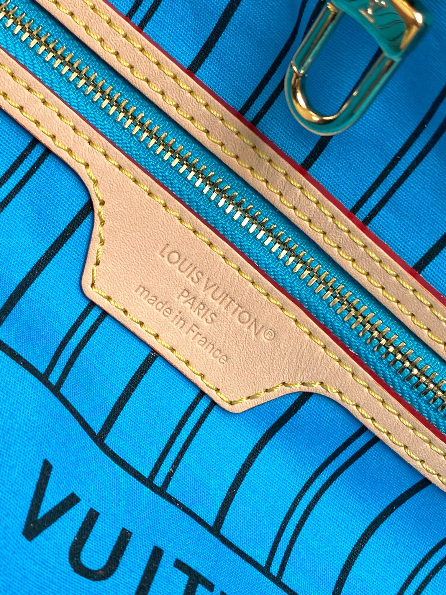 Louis Vuitton Neverfull MM Damier Azur Canvas Tote Bag - Image 7
