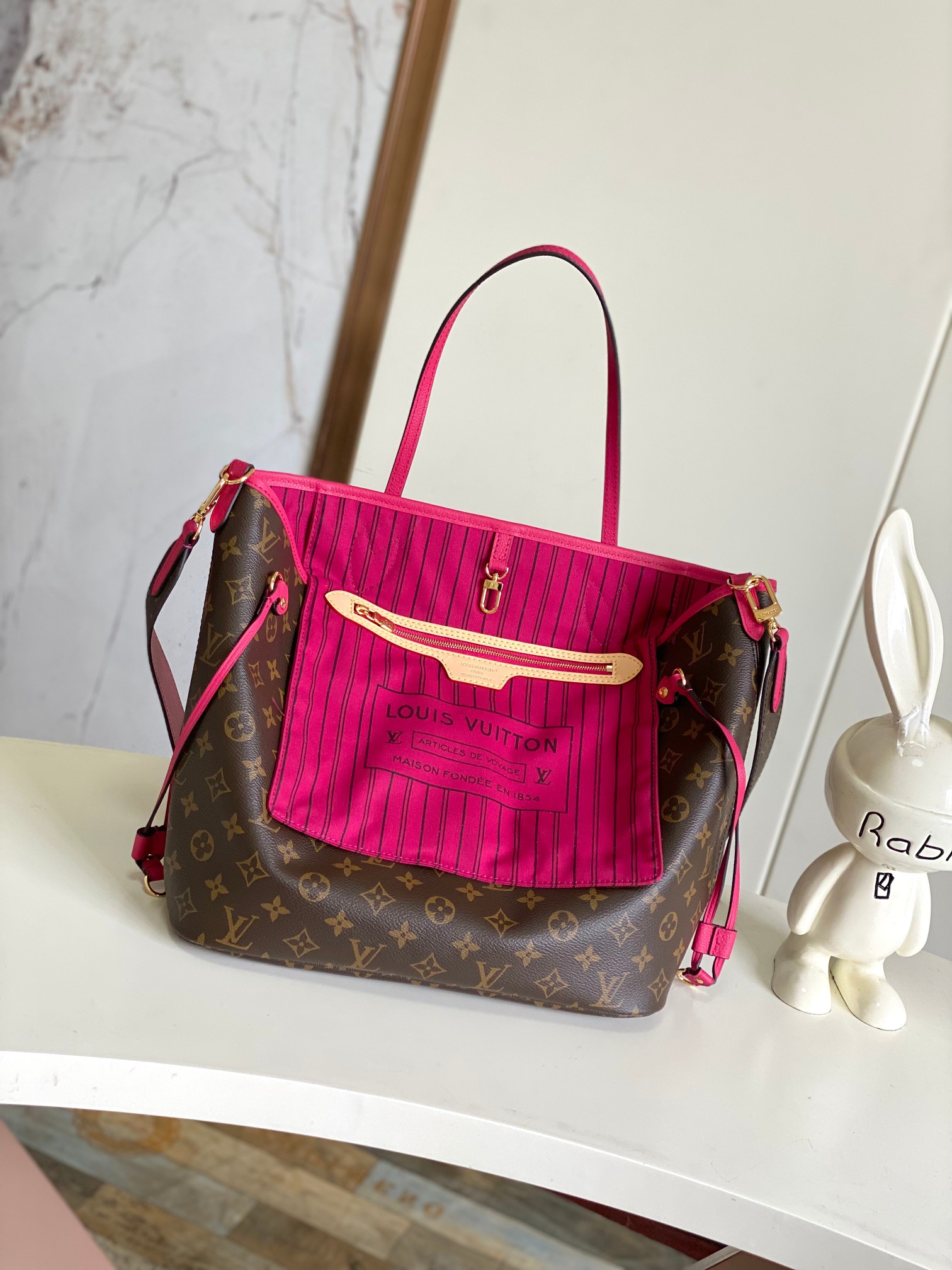 Neverfull MM Damier Azur Canvas Tote Bag - Image 7