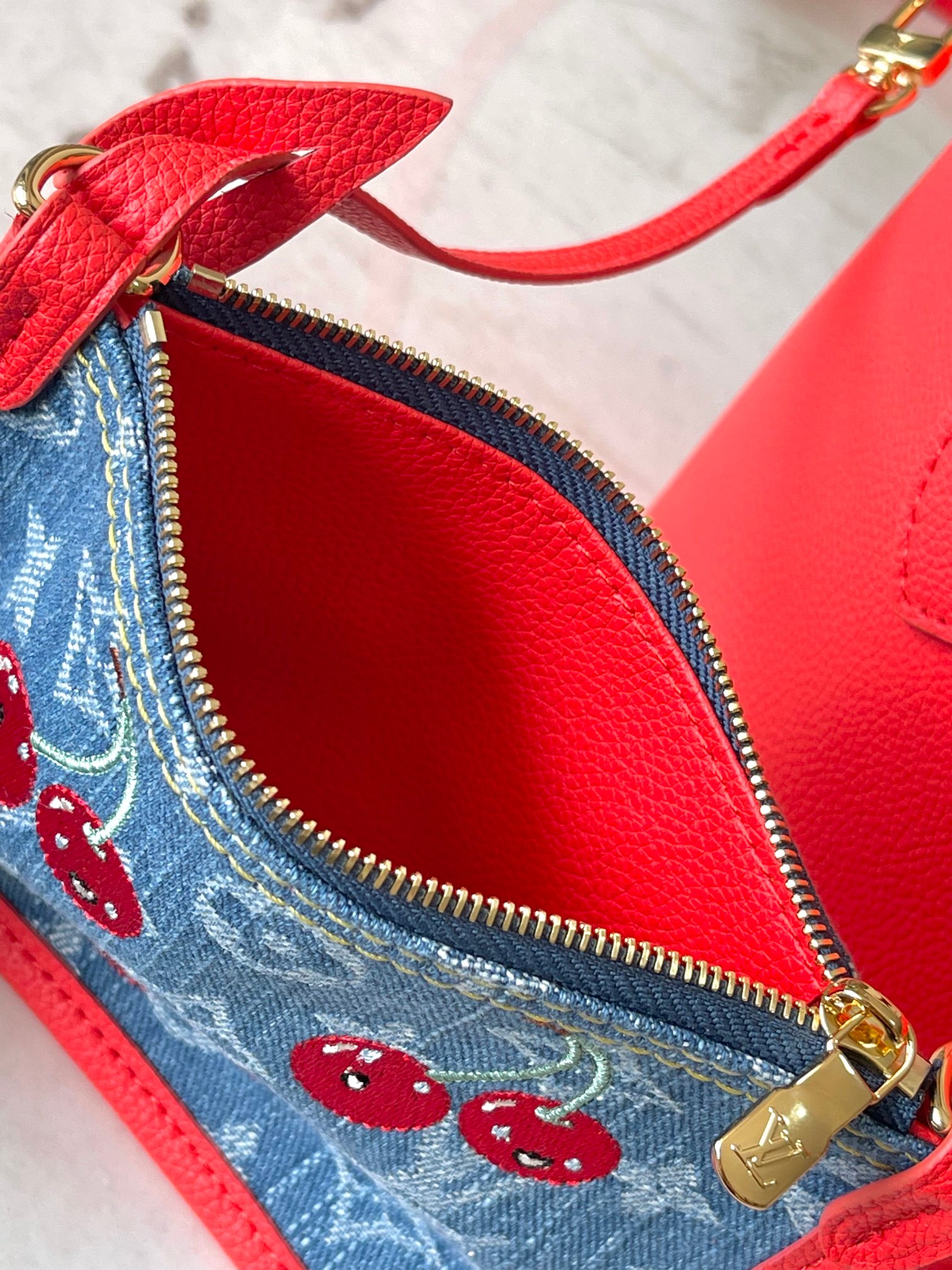 Louis Vuitton Neverfull Inside Out BB Tote Bag – Monogram Cherry Denim - Image 7