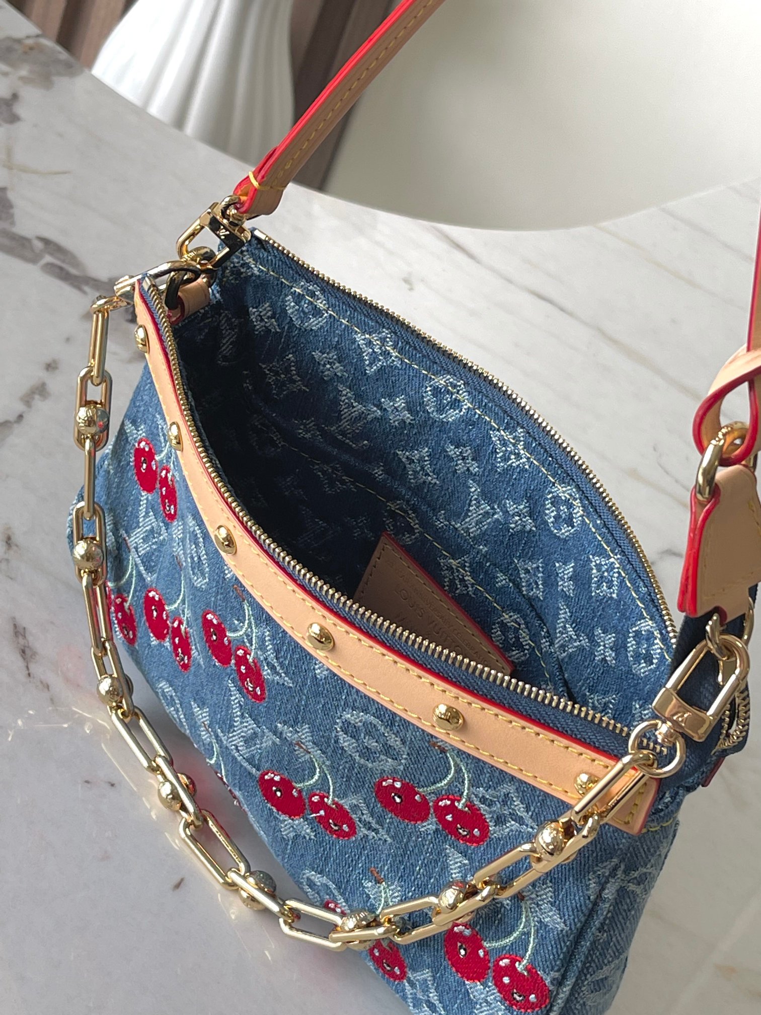 Louis Vuitton x Takashi Murakami Pochette Accessoires Monogram Denim Shoulder Bag - Image 7