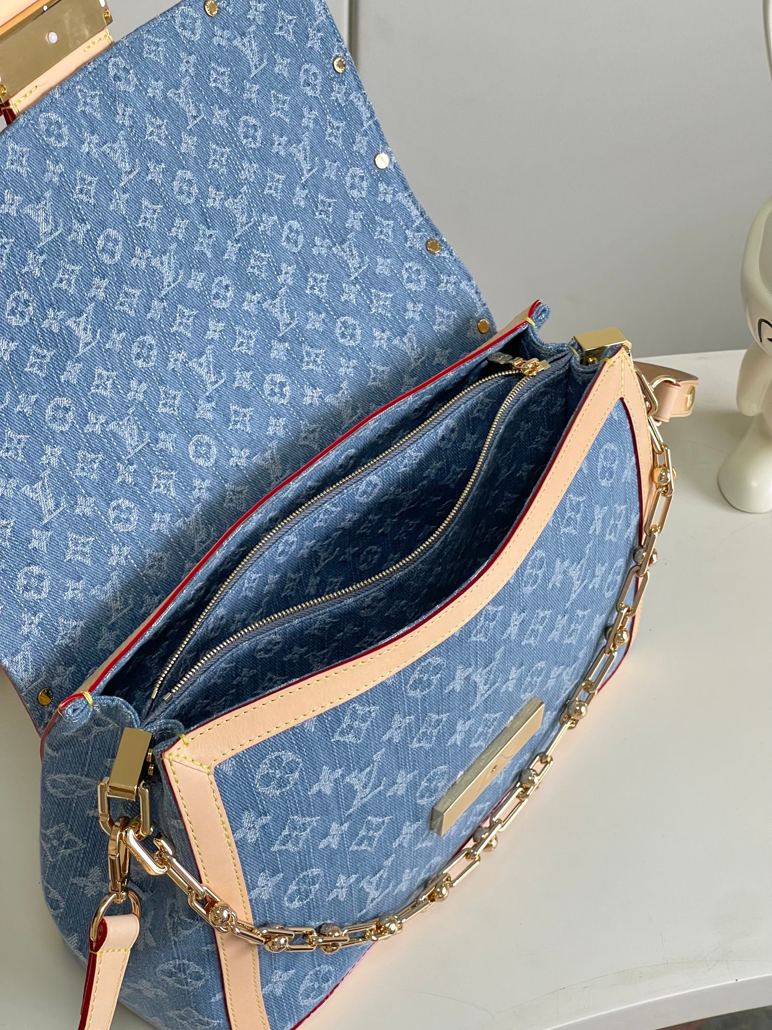 Louis Vuitton LV x TM Dauphine Soft Large Denim Shoulder Bag - Image 7
