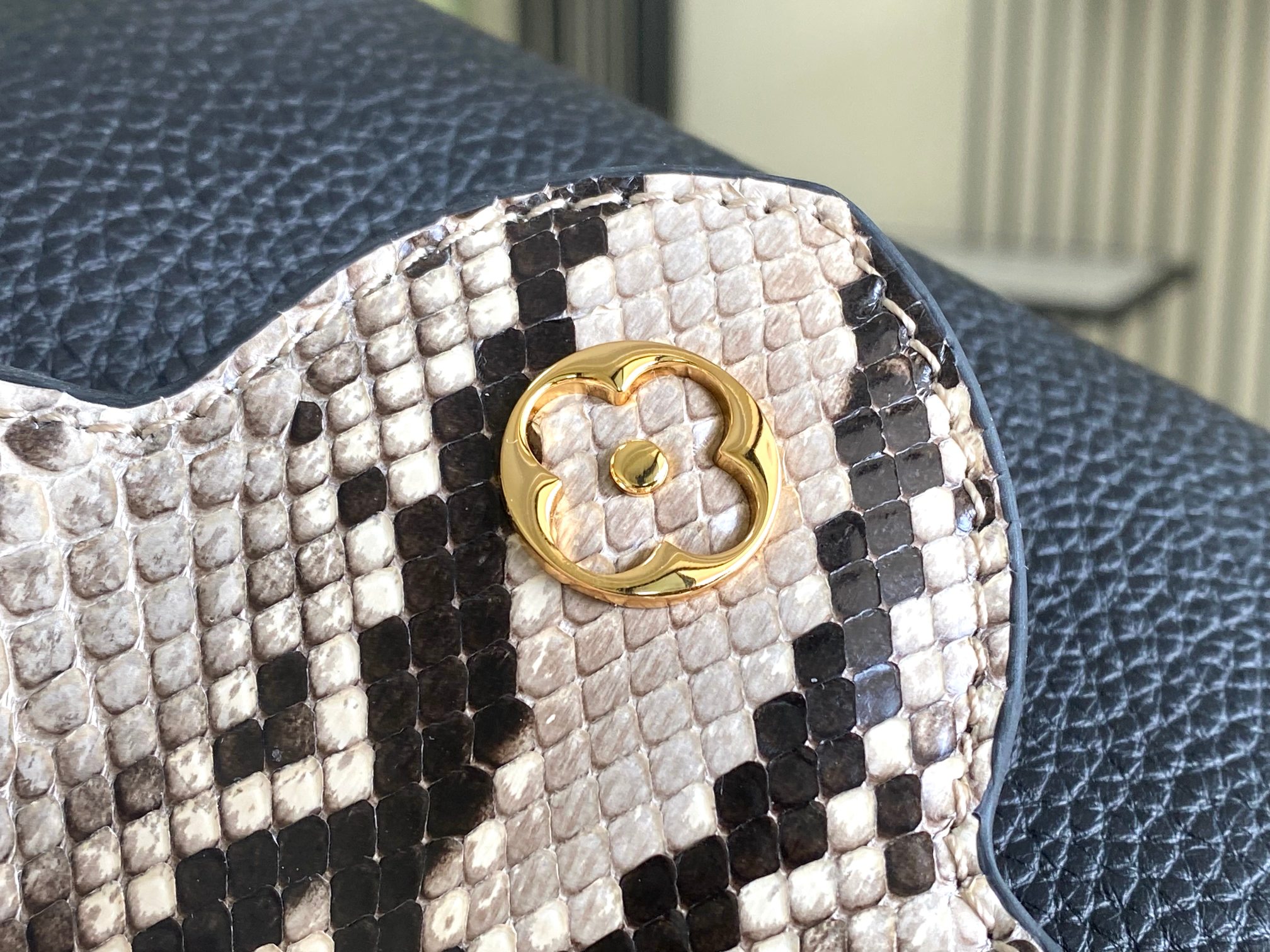Louis Vuitton Capucines Mini Crossbody Bag M95509 in Black Taurillon Leather with Python Detail - Image 7