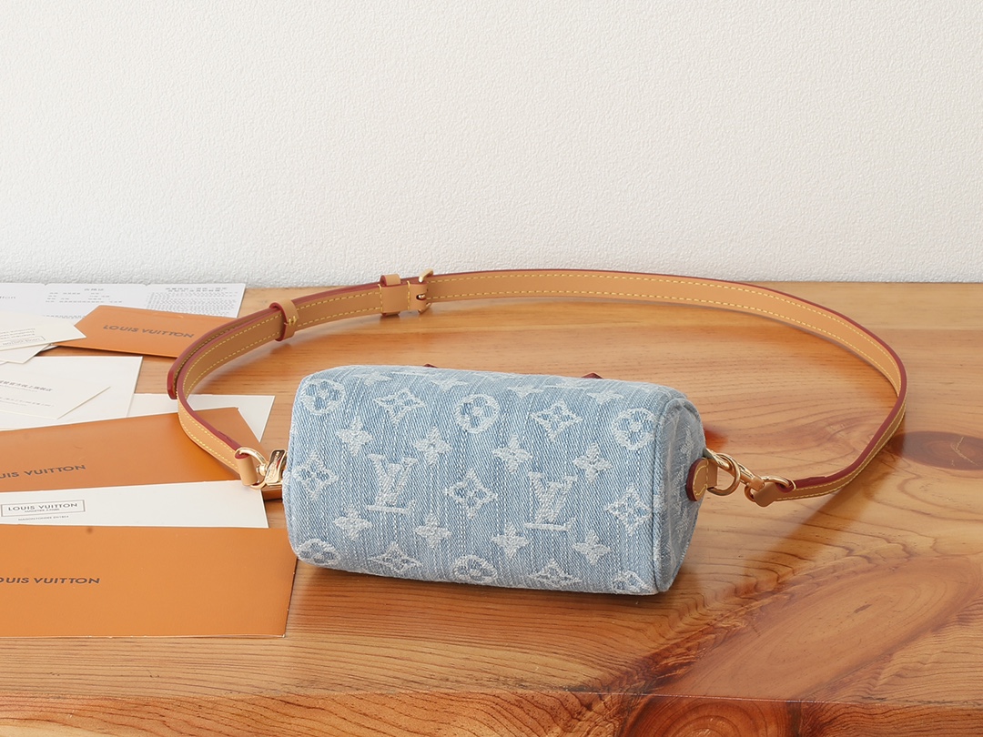 Louis Vuitton Nano Speedy Monogram Denim Handbag - Image 7