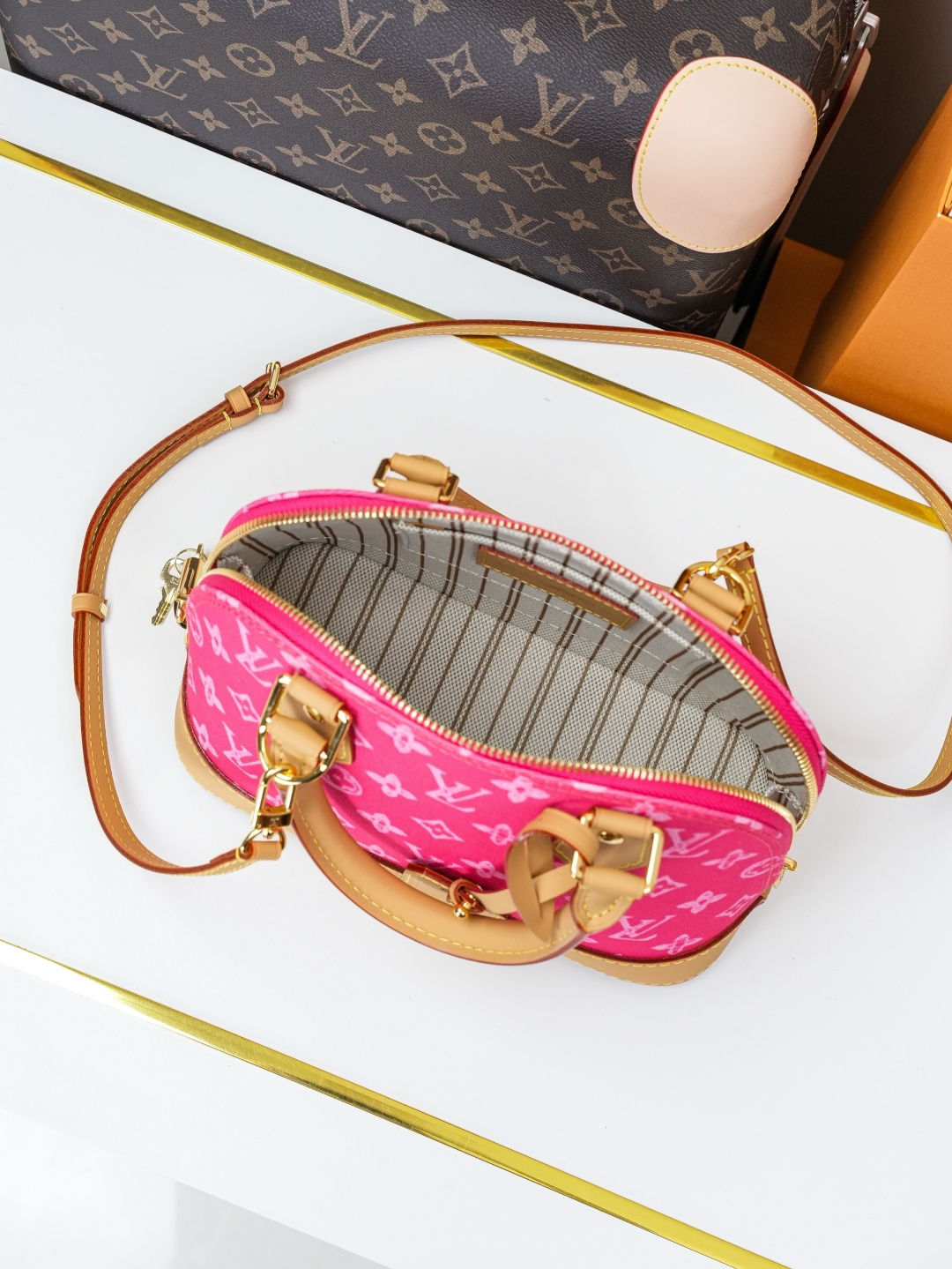 Louis Vuitton Alma BB Red Monogram Canvas Handbag - Image 7