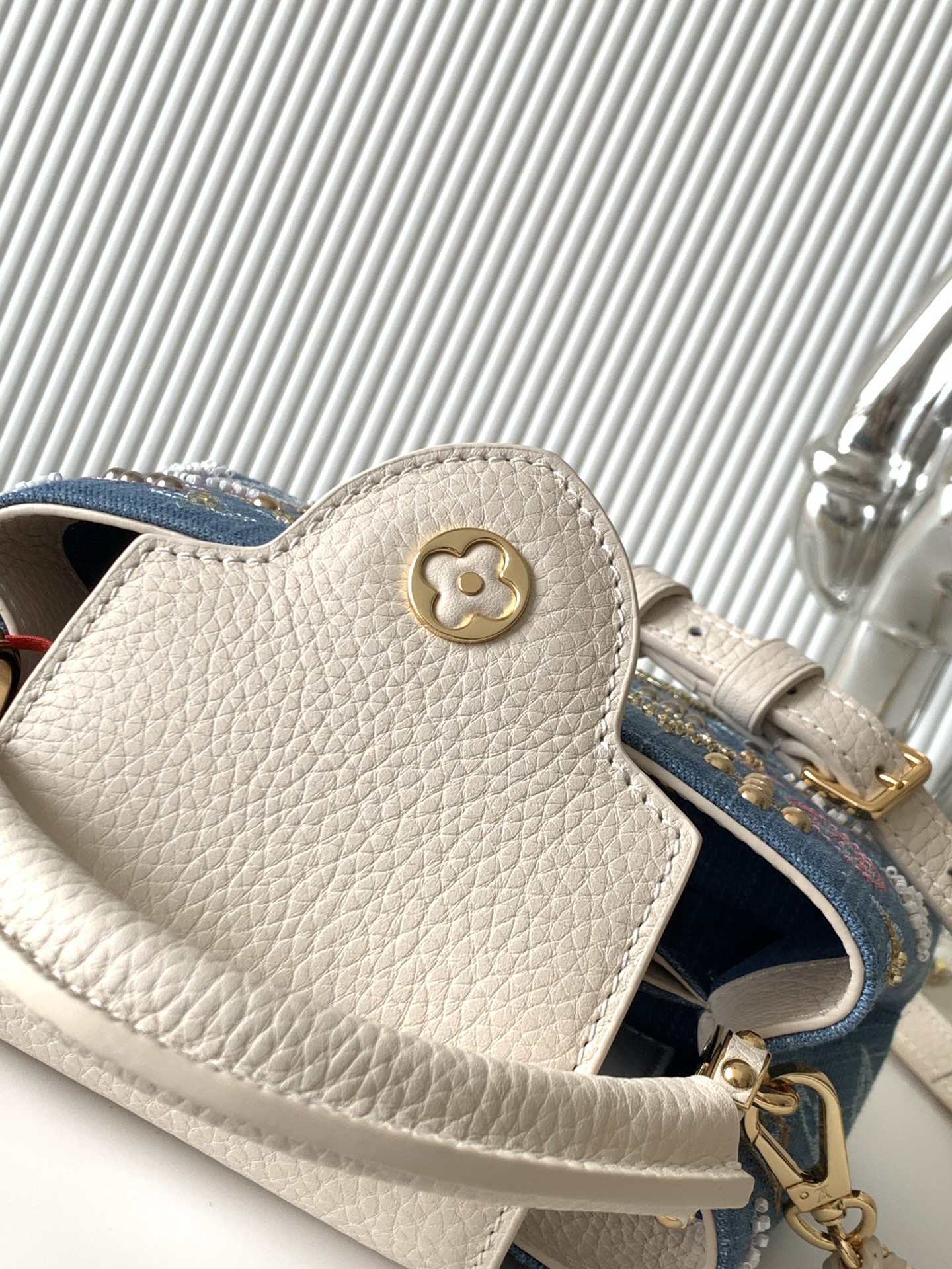 Louis Vuitton Capucines Mini Handbag in Embroidered Monogram Denim - Image 7