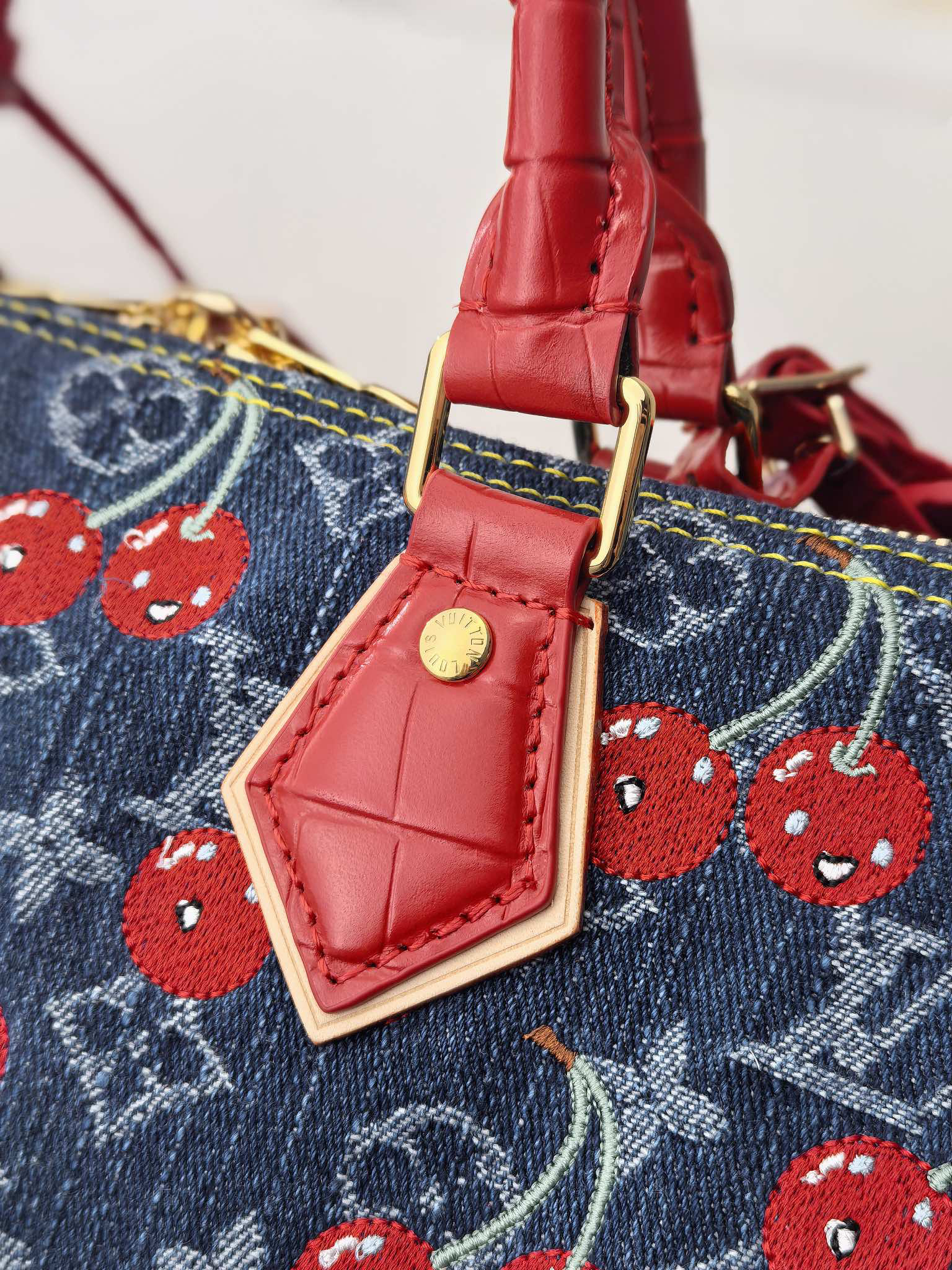 Louis Vuitton x Takashi Murakami Cherry Embroidered Monogram Denim Bag M87627 - Image 7