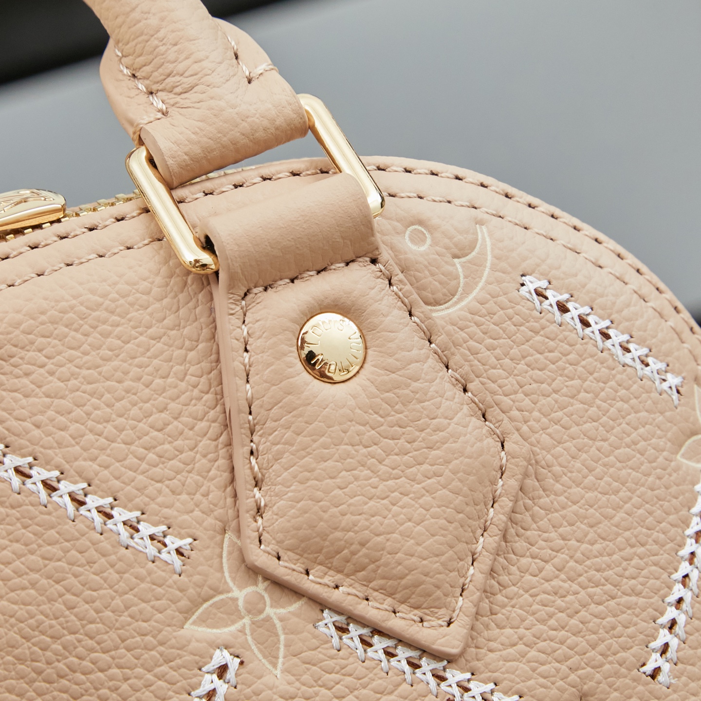 Louis Vuitton Alma BB Handbag in Gray-Brown Monogram Empreinte Leather - Image 7