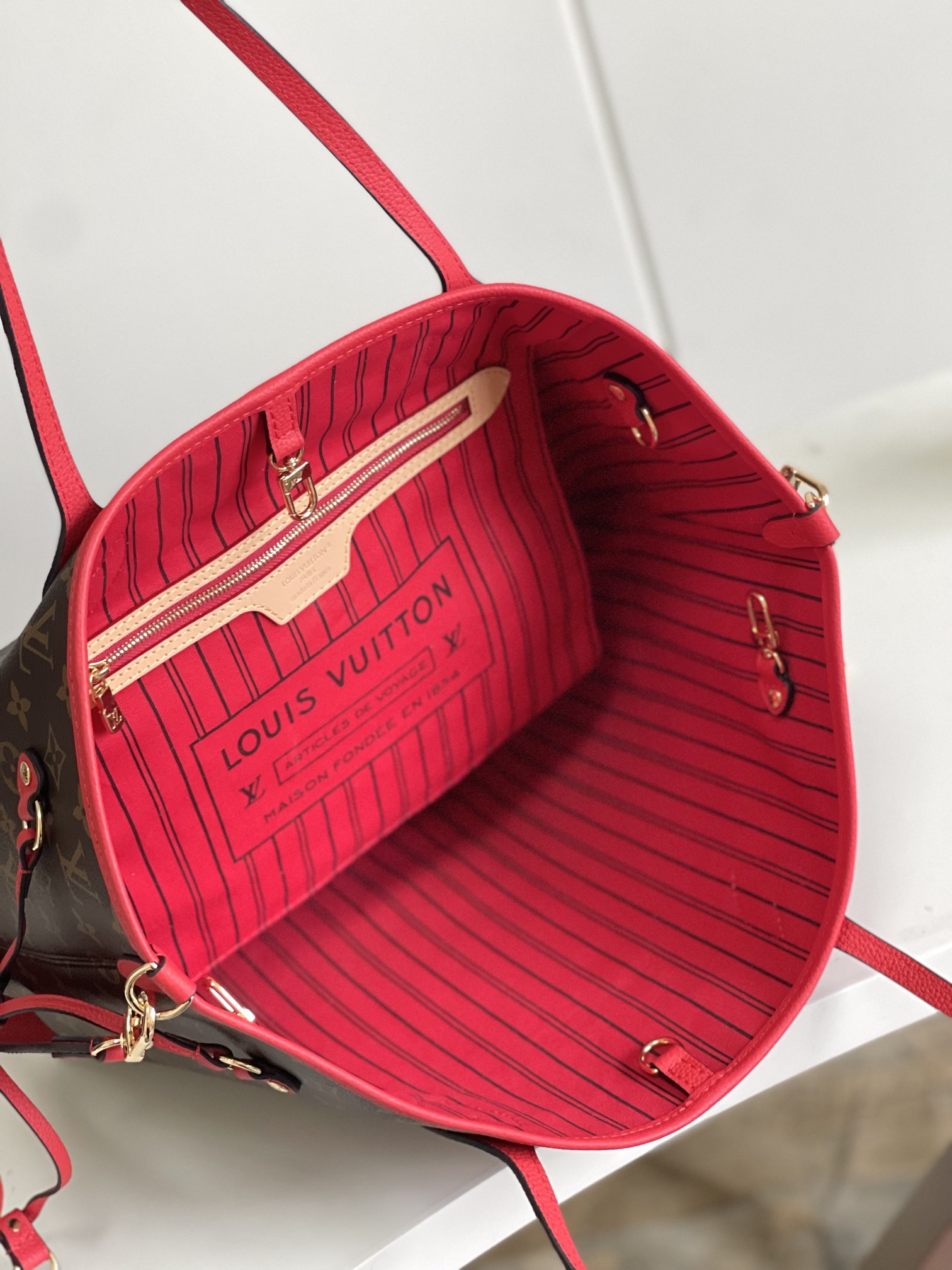 Louis Vuitton Neverfull MM Handbag in Damier Azur Canvas - Image 7