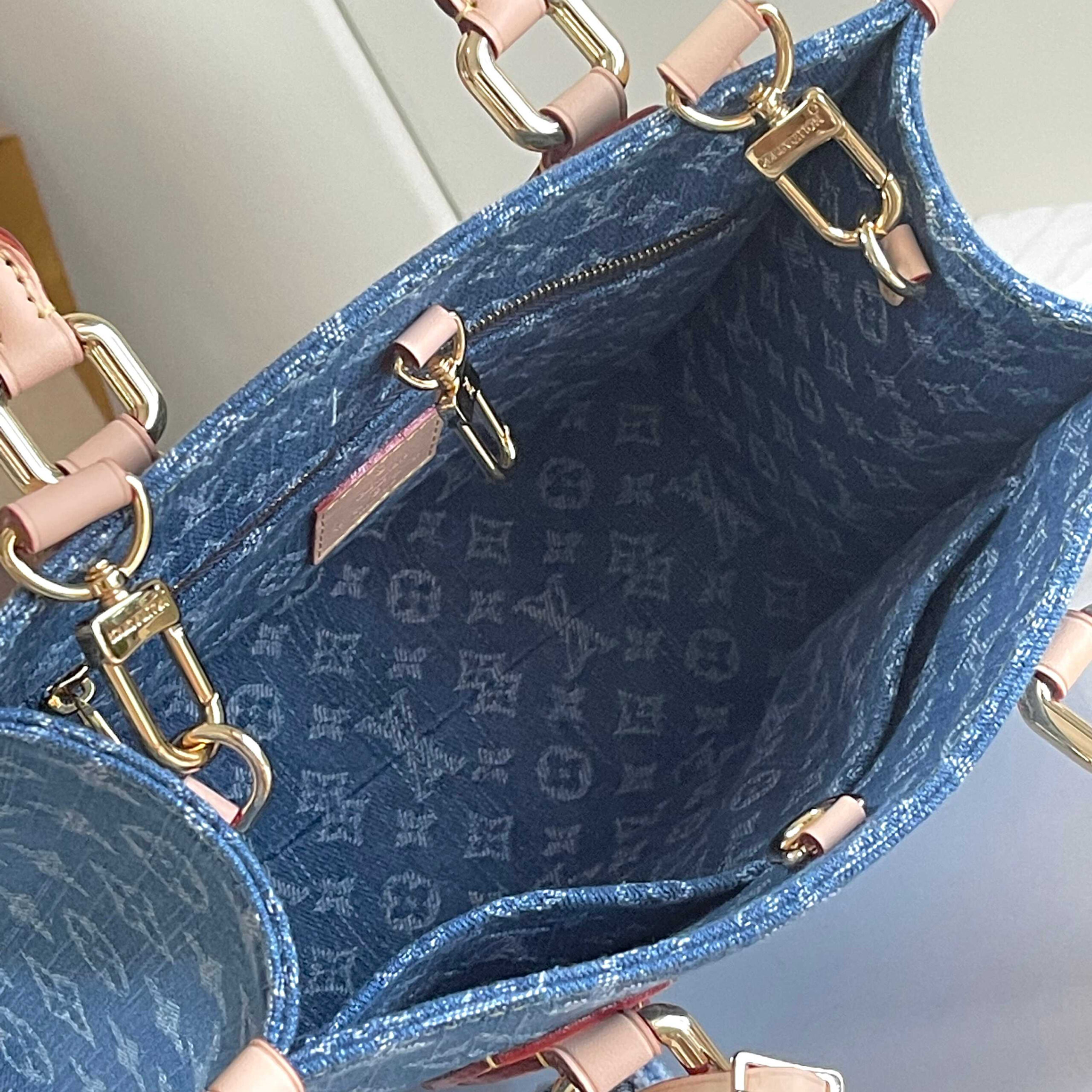 Louis Vuitton OnTheGo Small Monogram Denim Tote Bag - Image 7