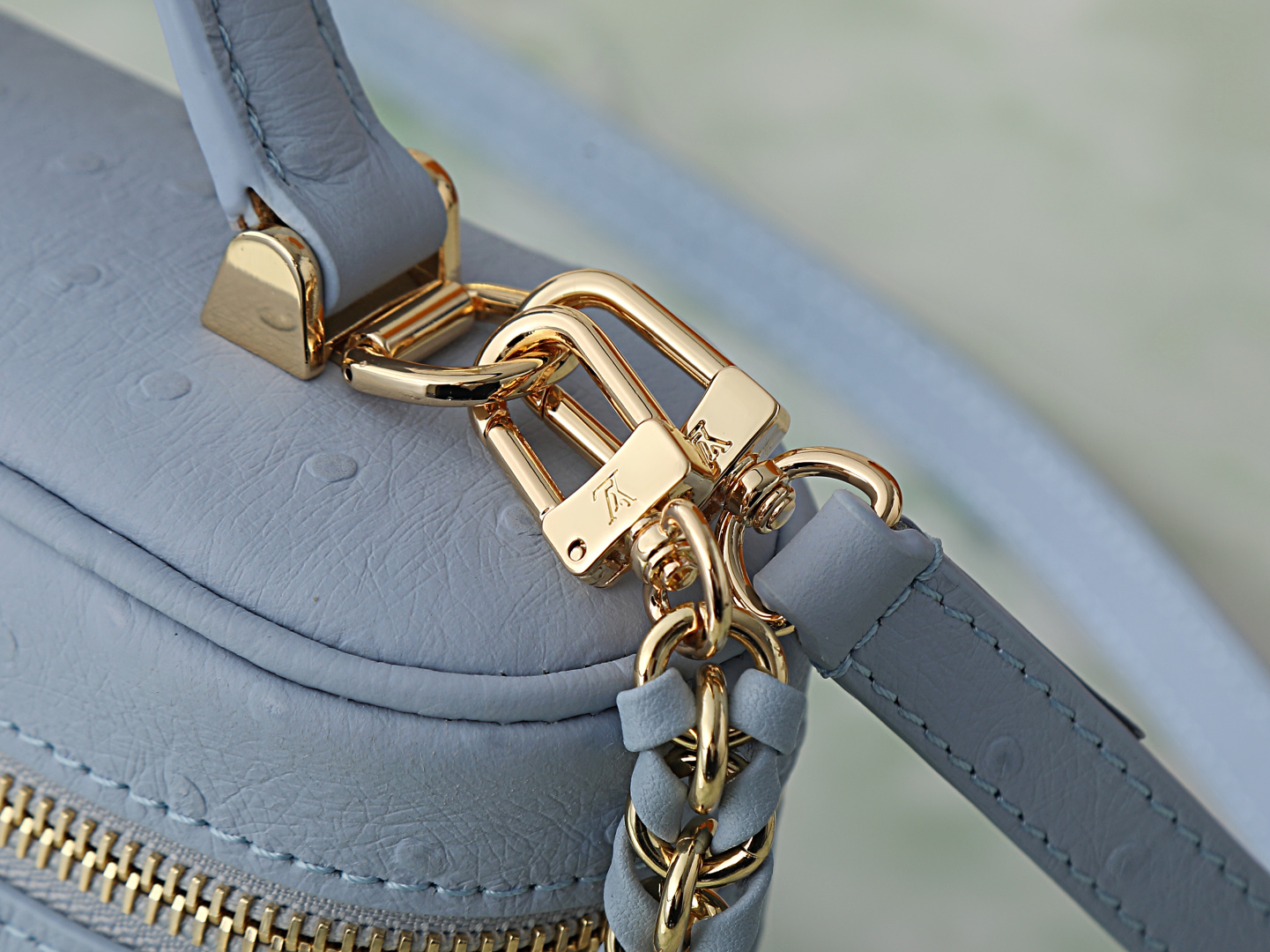 Louis Vuitton N85806 Blue Ostrich-Pattern Leather Crossbody Bag - Image 7