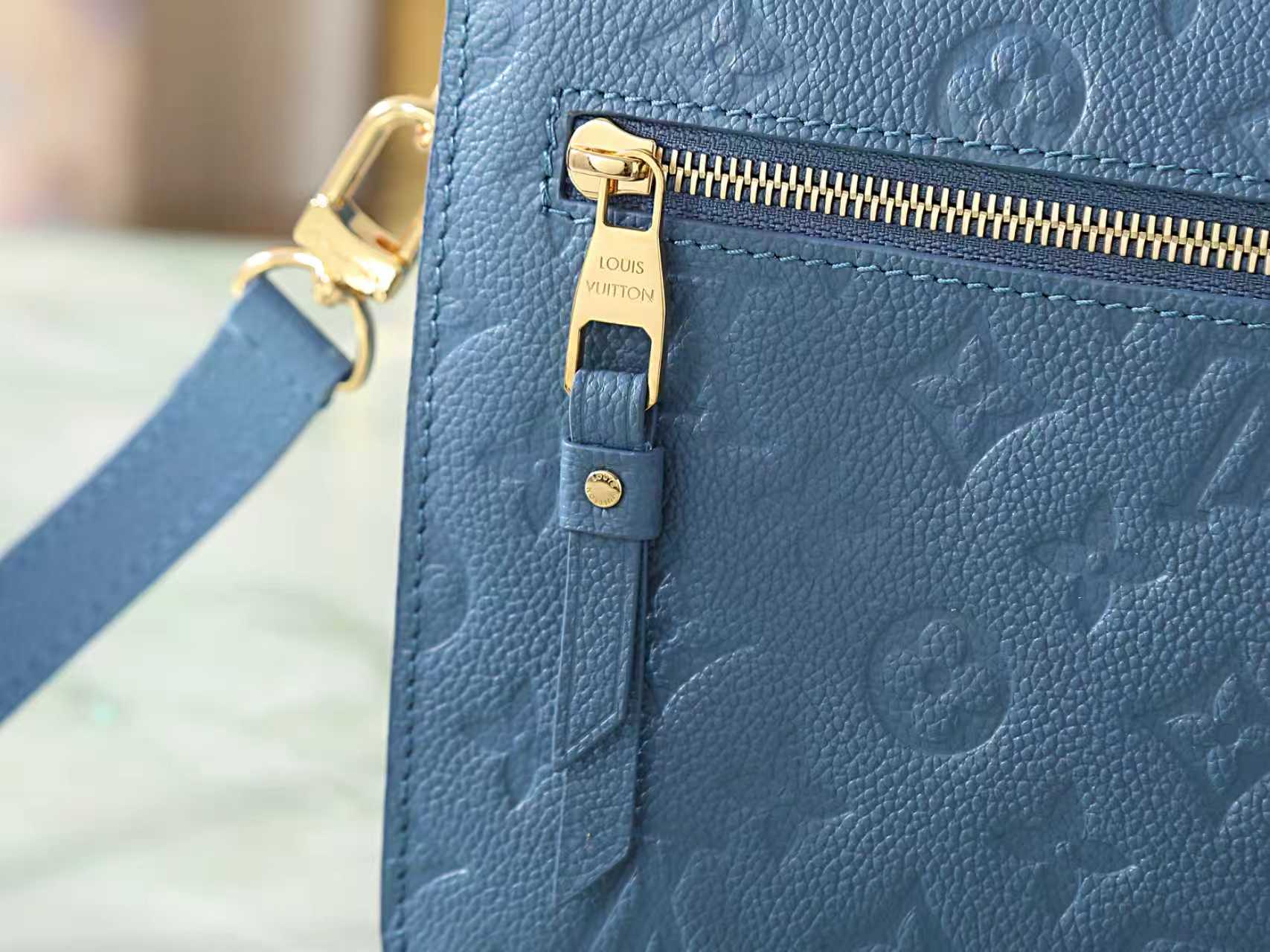Louis Vuitton Pochette Métis Monogram Empreinte Leather Handbag - Blue - Image 7