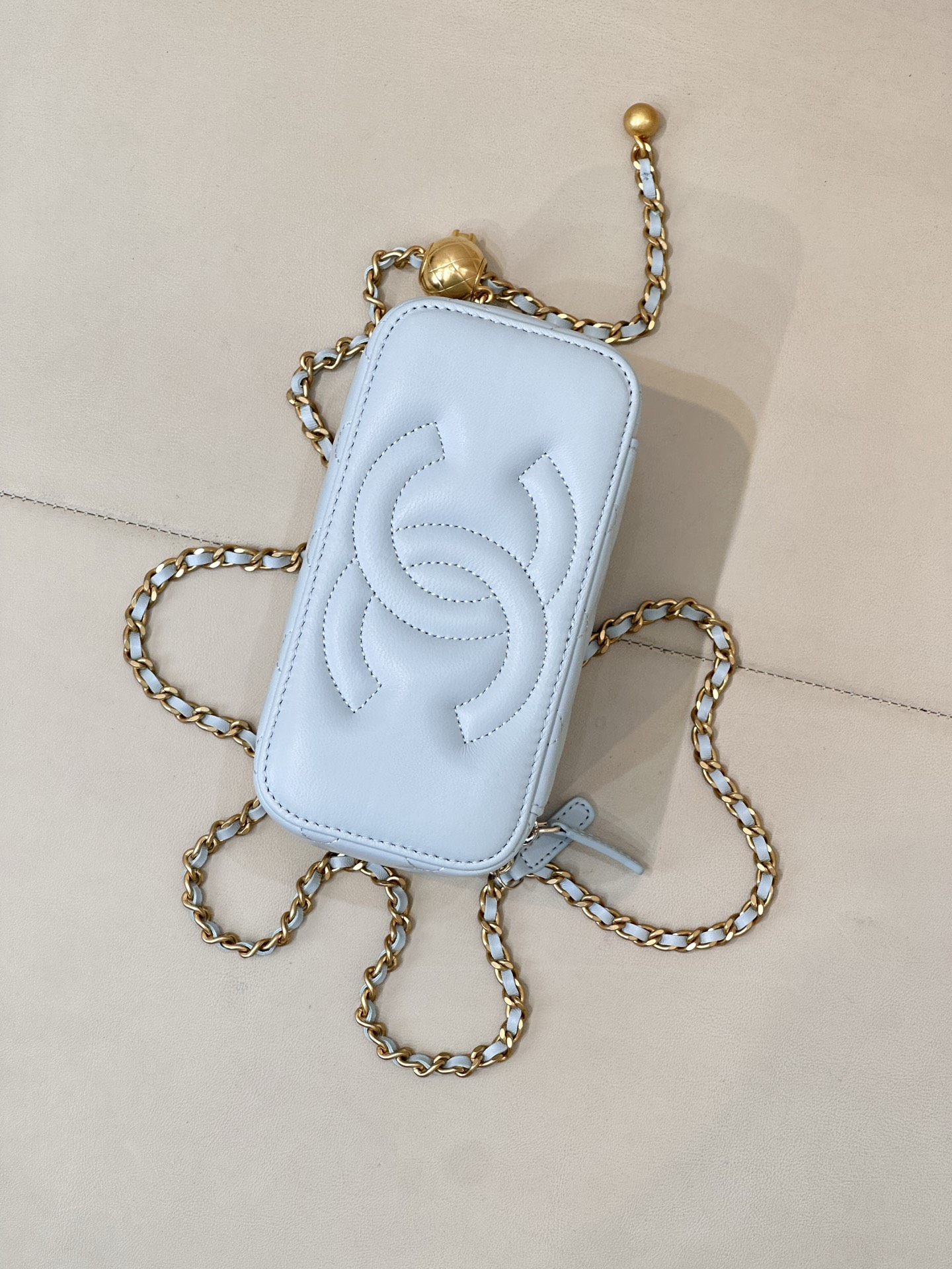 Chanel Mini Gold Ball Square Lambskin Shoulder Bag - Image 7