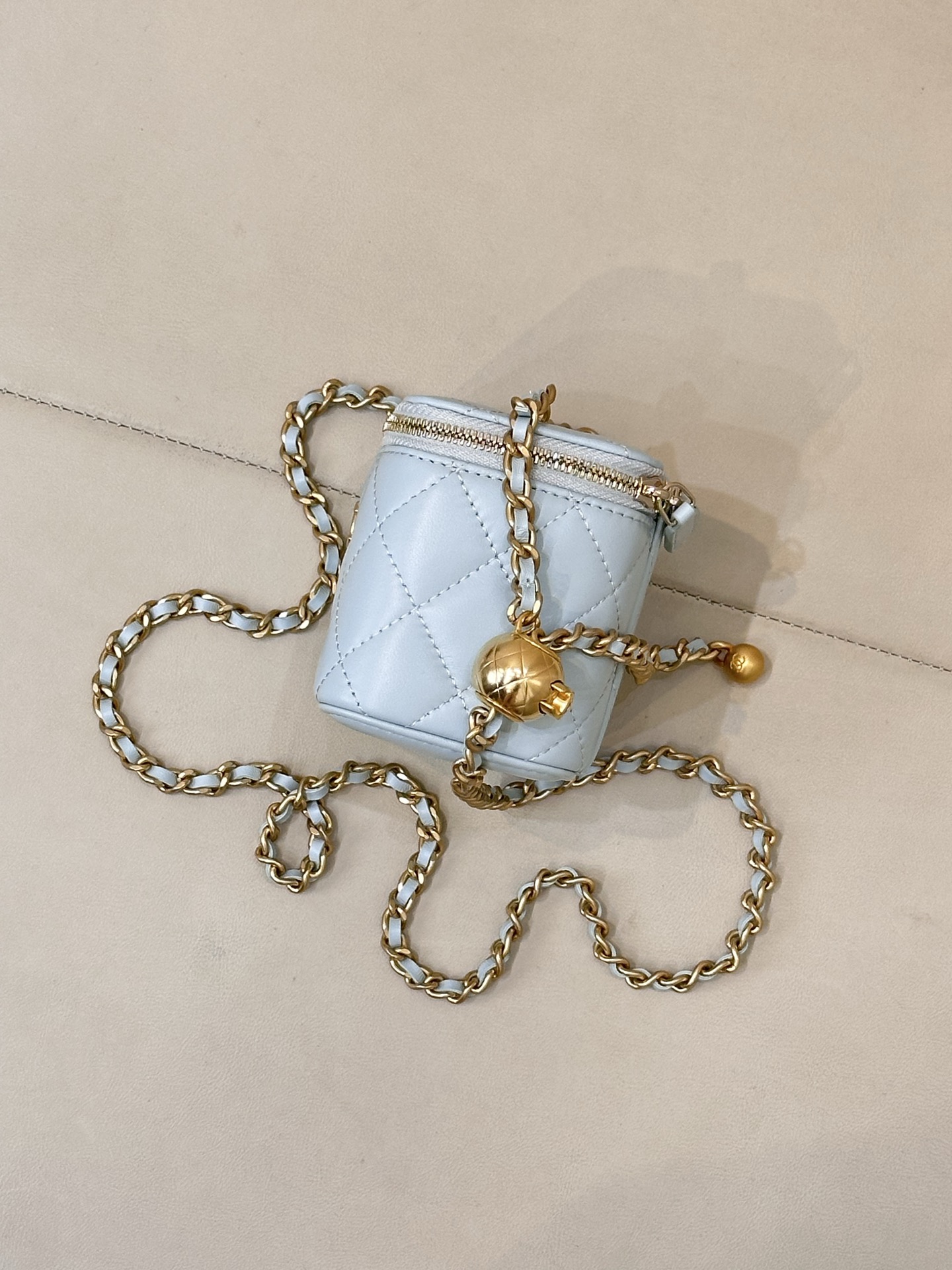 Chanel Mini Ball Chain Lambskin Crossbody Bag - Image 7