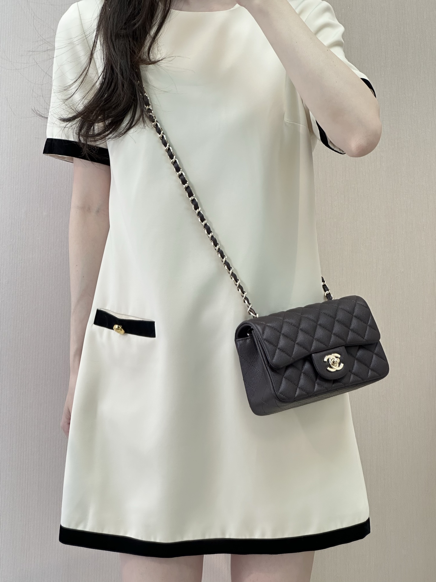 Chanel Classic Flap Mini Crossbody Bag - Brown Lambskin - Image 7