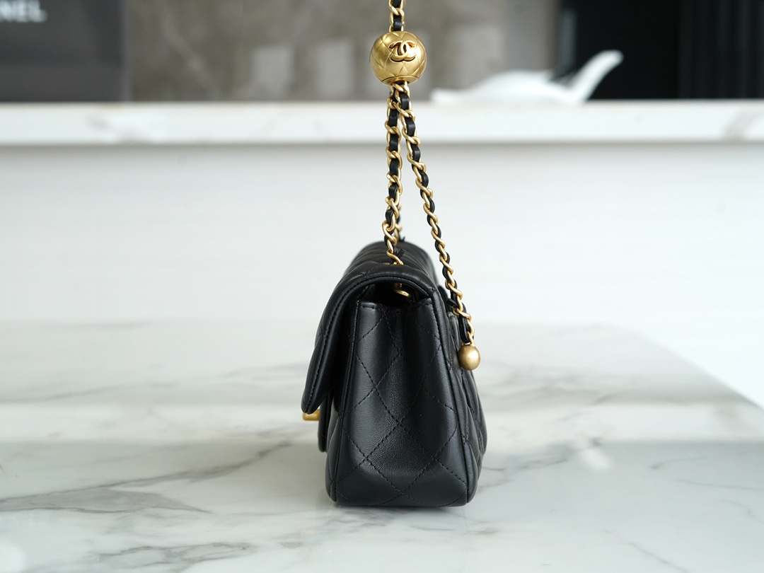 Mini Lambskin Shoulder Bag with Adjustable Metal Ball - Image 7