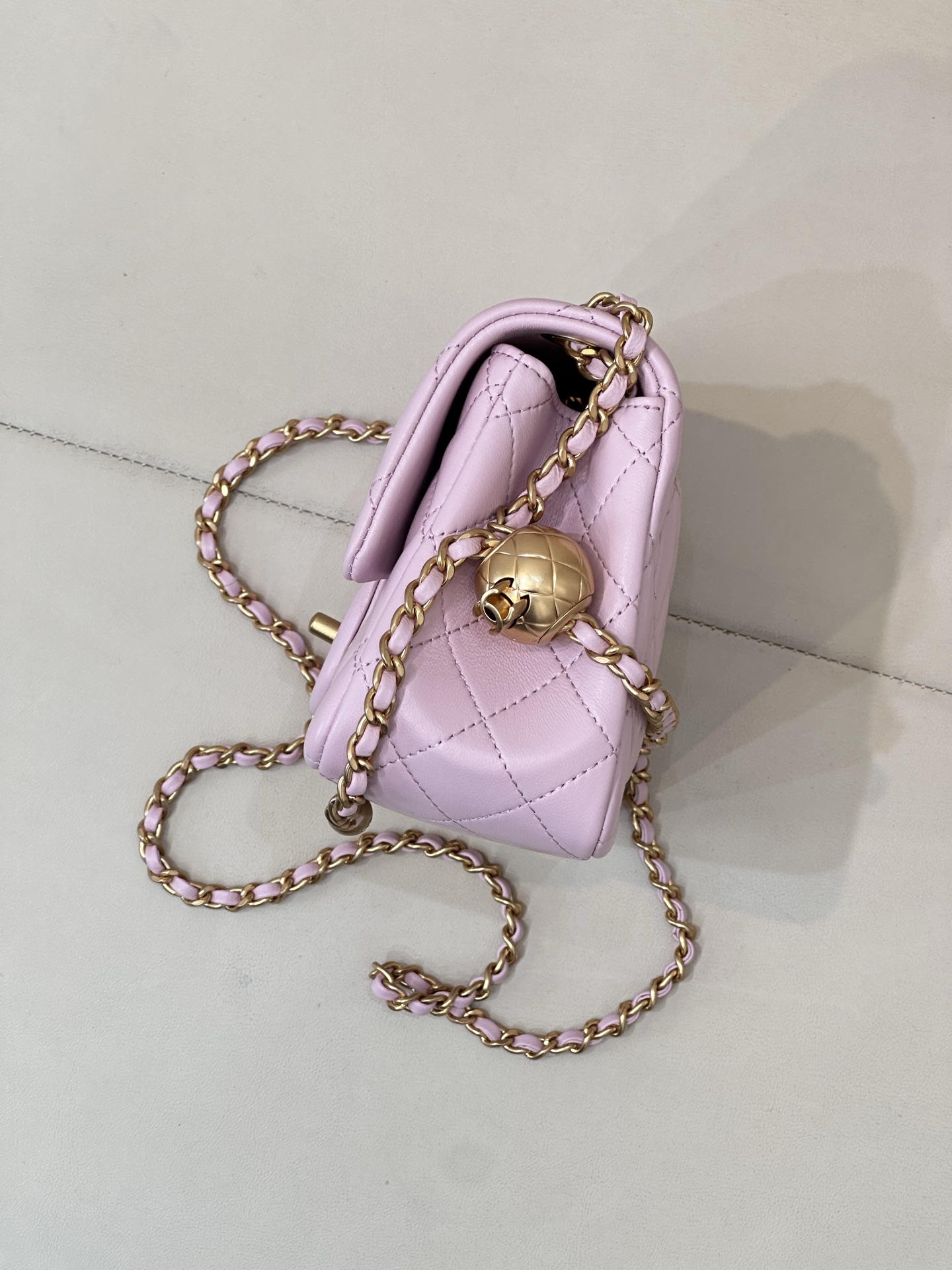 Chanel Pink Lambskin Quilted Square Crossbody Bag with Adjustable Chain - Image 7
