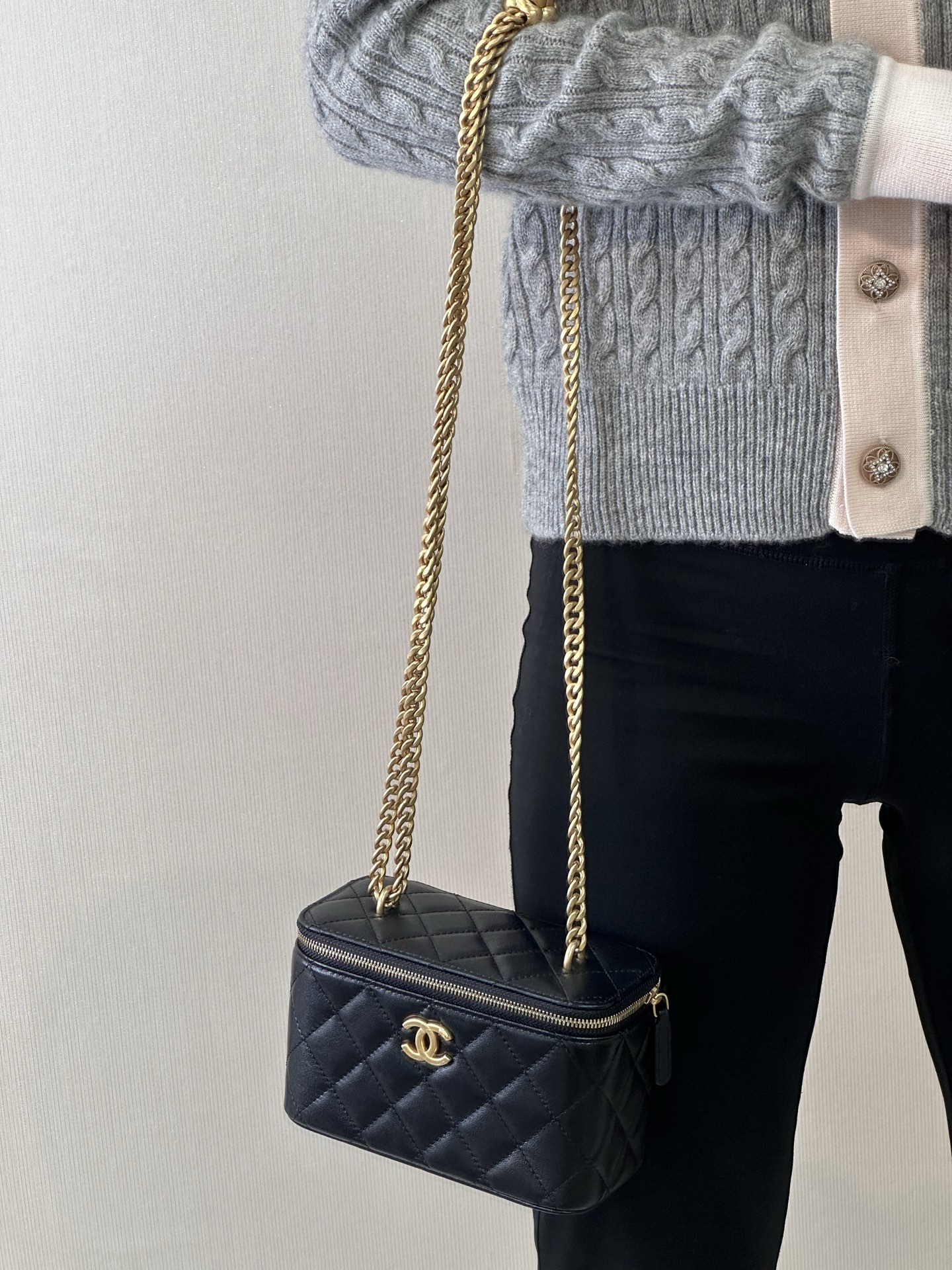 Mini Black Leather Chain Crossbody Bag - Image 7