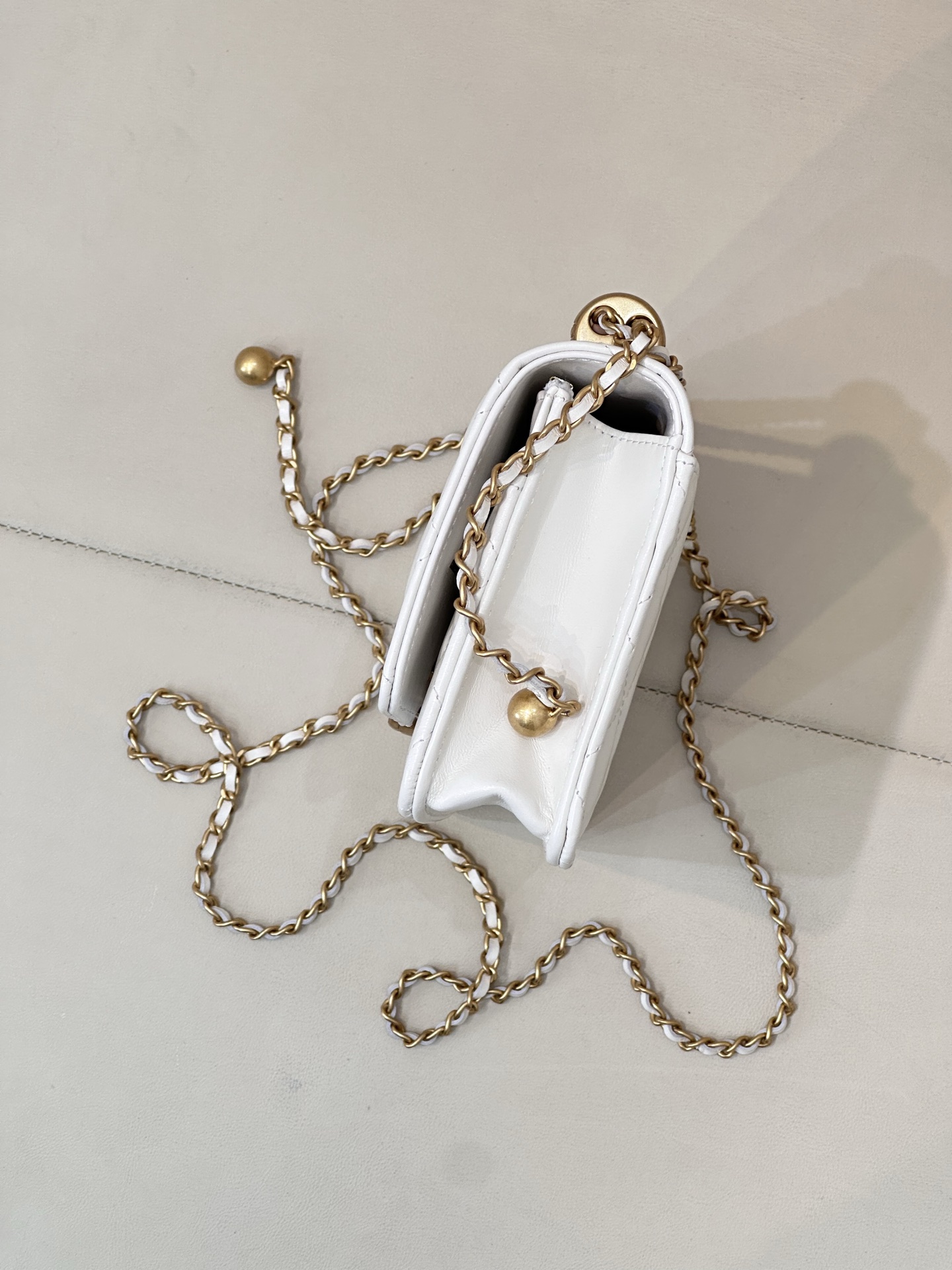 Genuine Leather Double Ball Chain WOC Crossbody Bag - Image 7