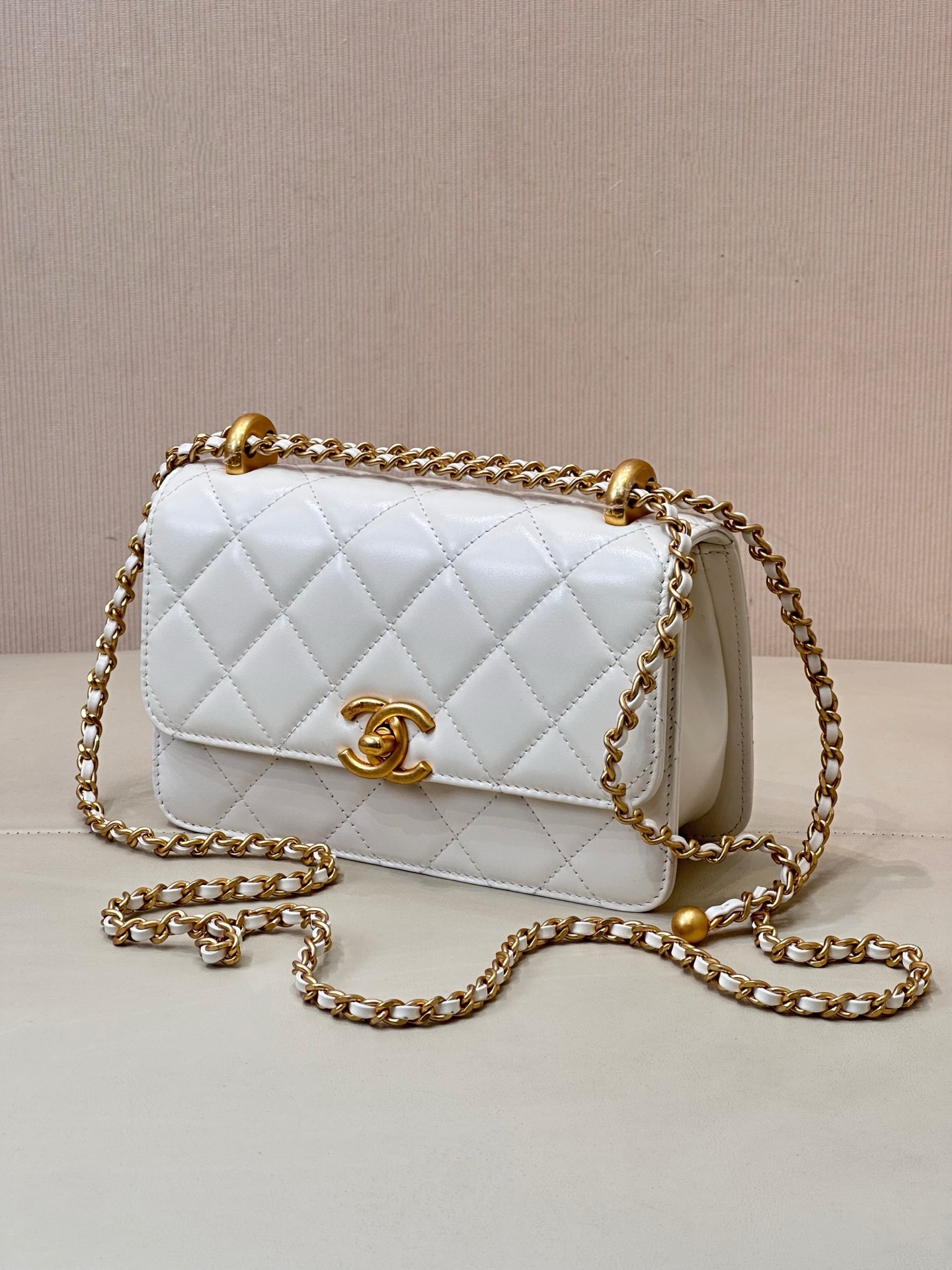 Chanel 24C Wallet on Chain Flap Bag with Adjustable Pearl Chain - Image 7