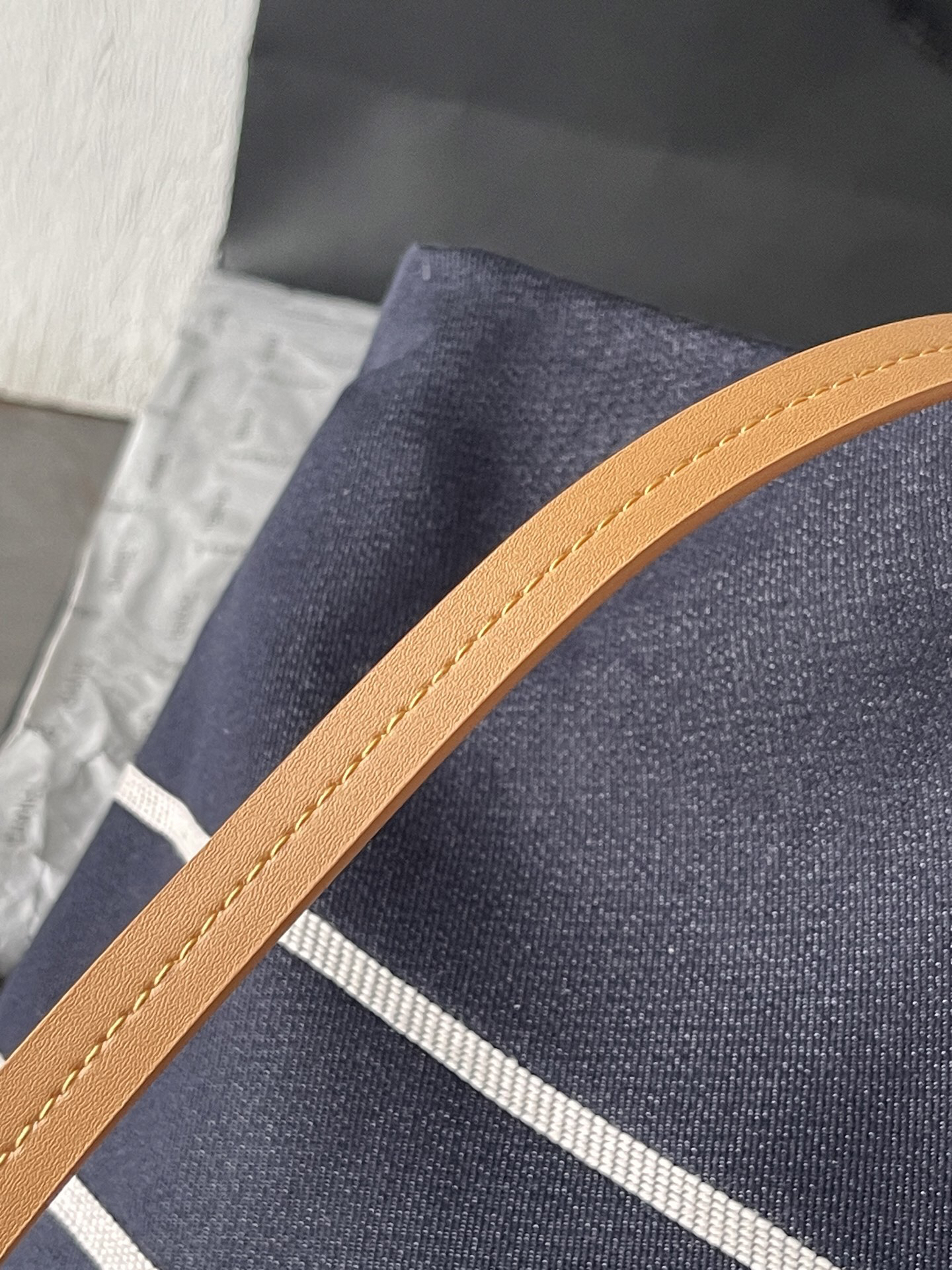 Chanel Navy Blue Striped Denim Tote Bag - Image 7
