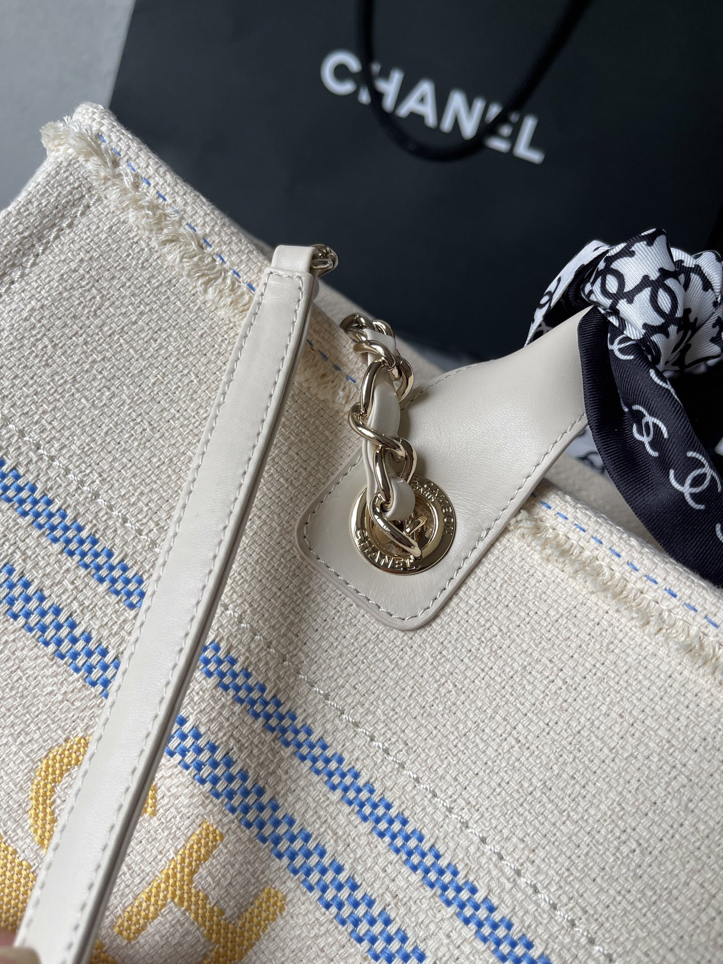 Chanel Travel Shopping Tote Bag in Apricot Yellow - Image 7