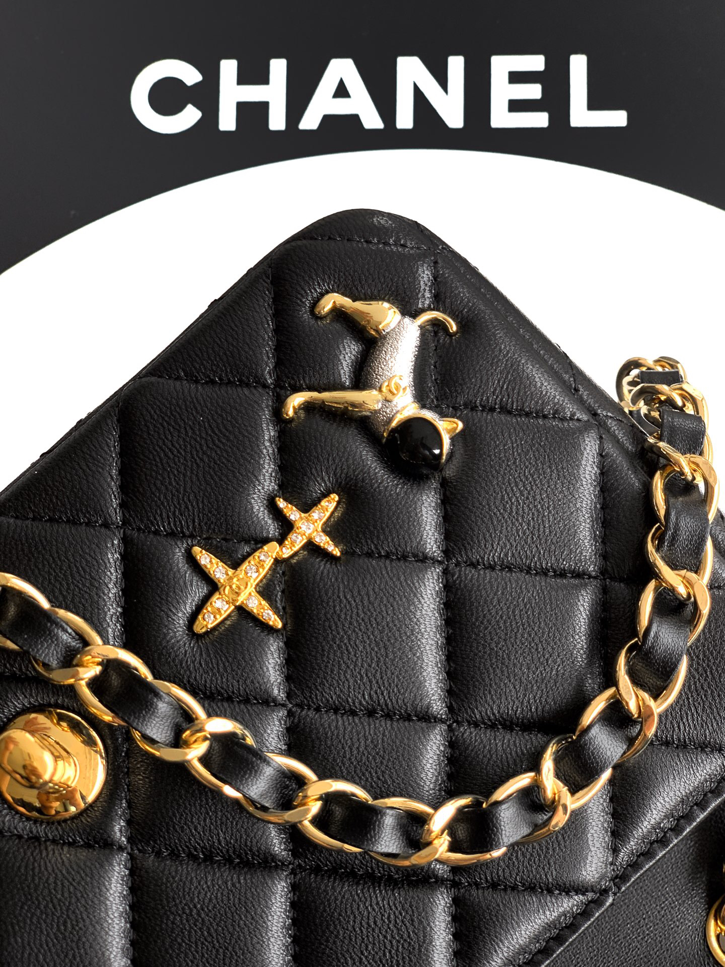 Mini Lambskin Chain Shoulder Bag with Decorative Charms - Image 7