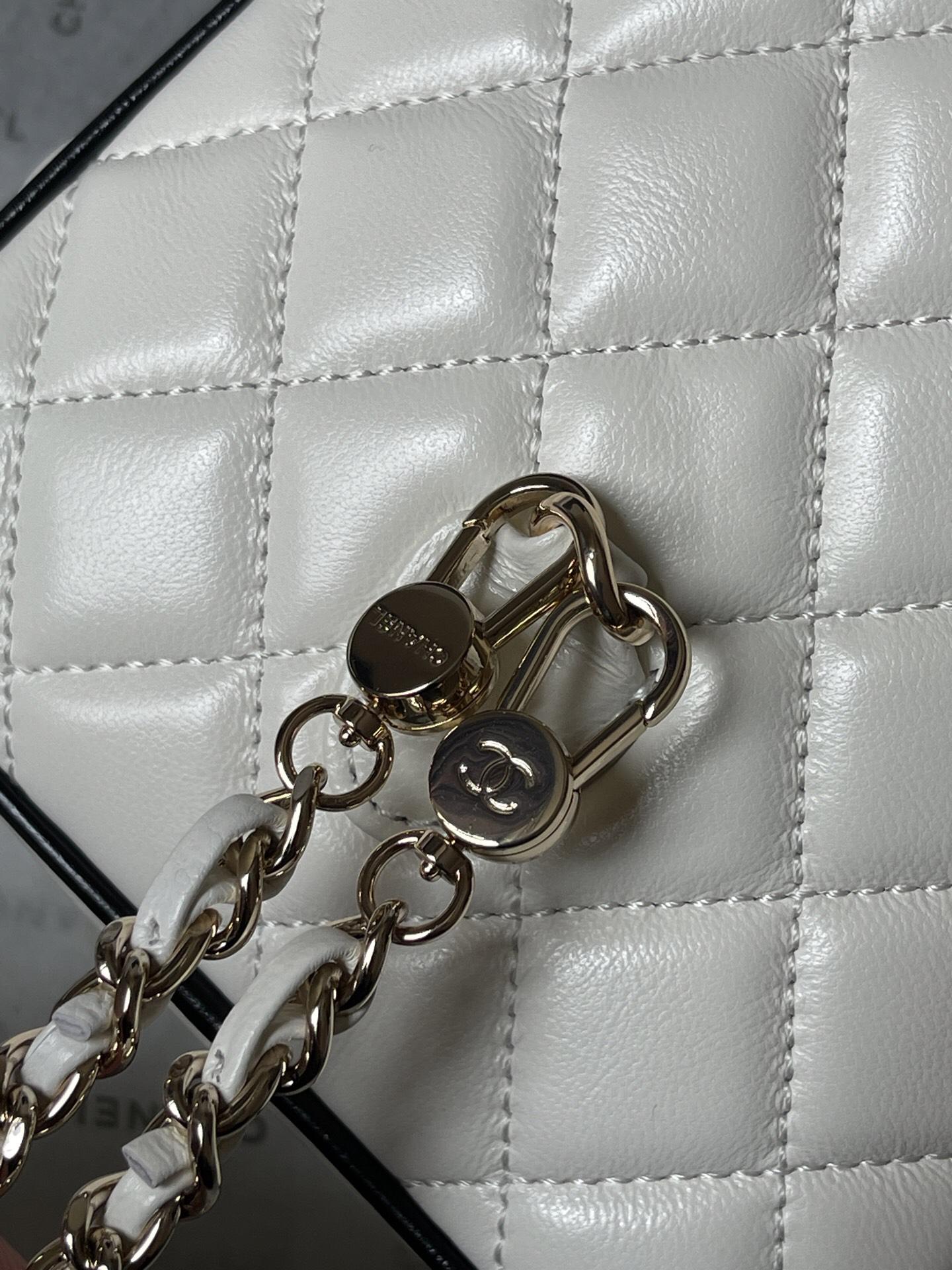 Chanel Black and White Quilted Lambskin Backpack - Image 7