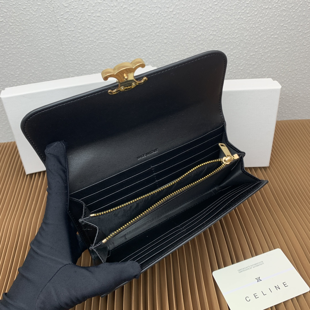 Celine Triomphe Large Glossy Calfskin Wallet - Image 7